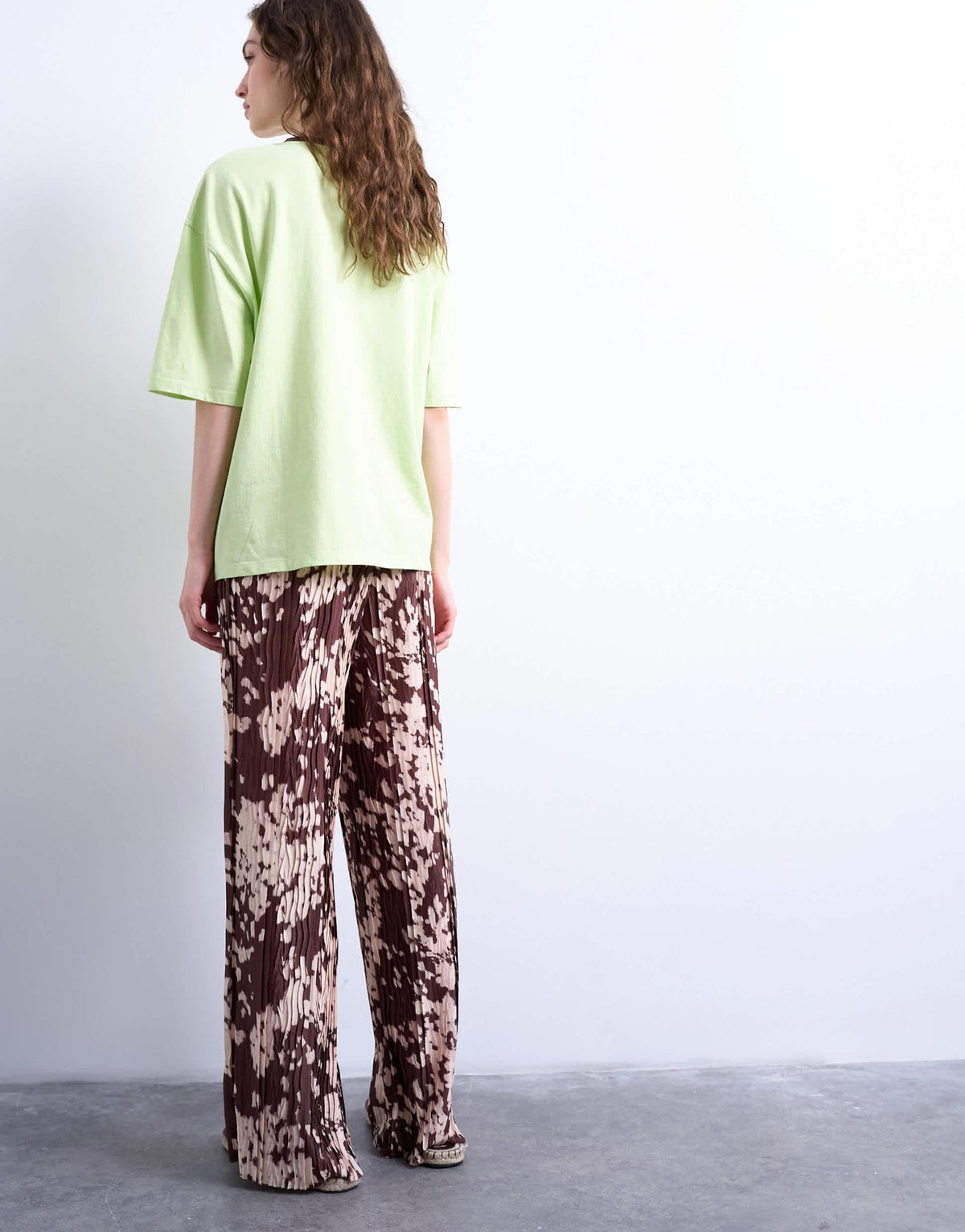 Topshop abstract animal print plisse trousers in brown - ASOS Sample Sale