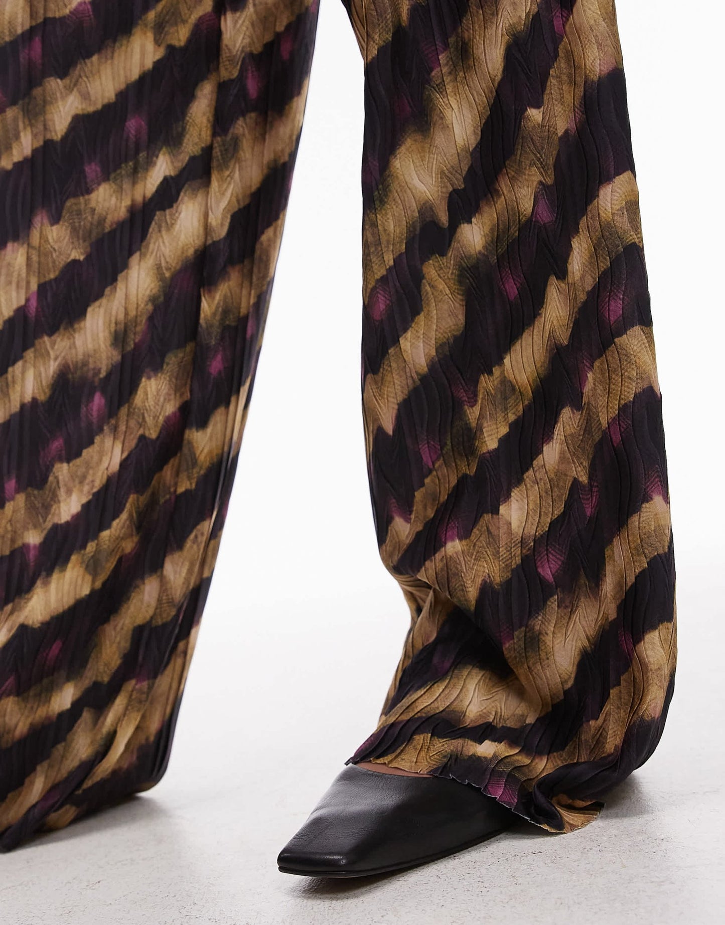 Topshop abstract stripe plisse trousers in multi - ASOS Sample Sale