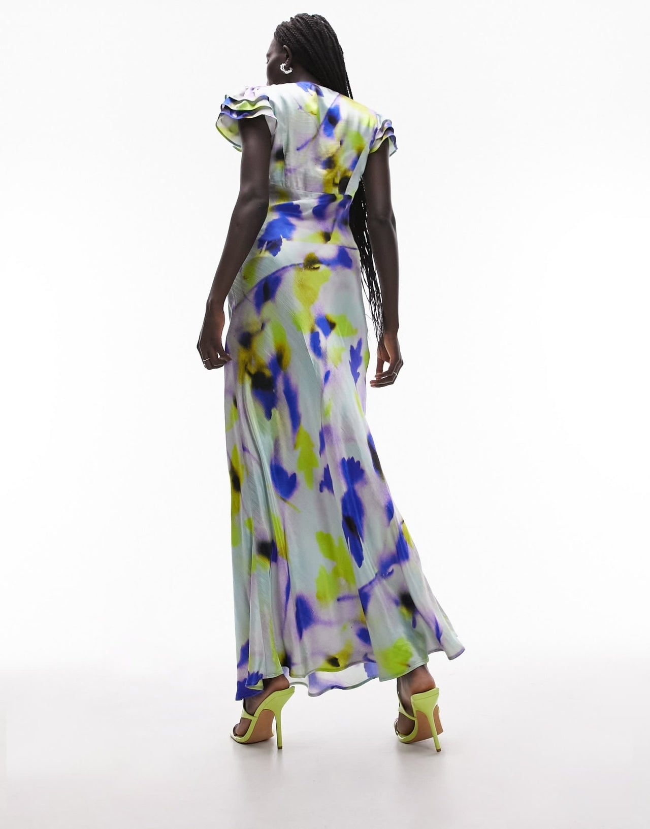 Topshop angel sleeve tie back midi dress in floral print - ASOS Sample Sale