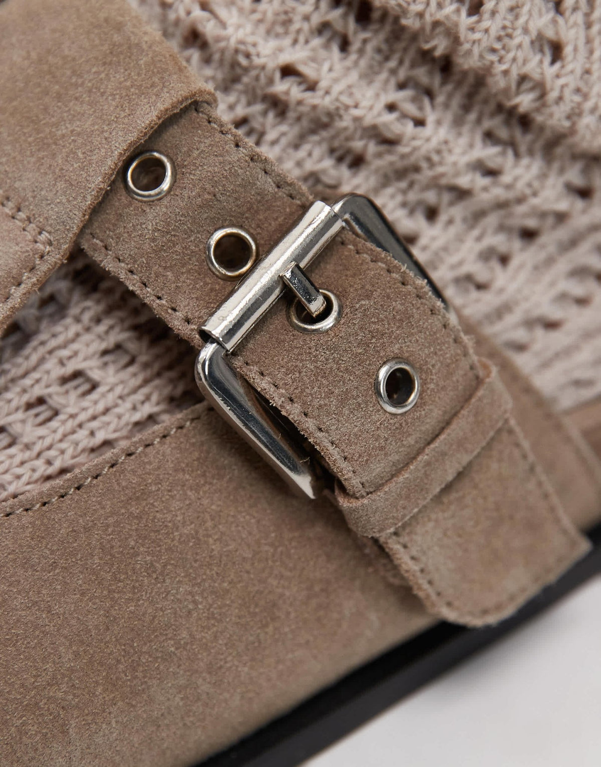 Topshop Annie real leather buckle clog in taupe suede - ASOS Sample Sale