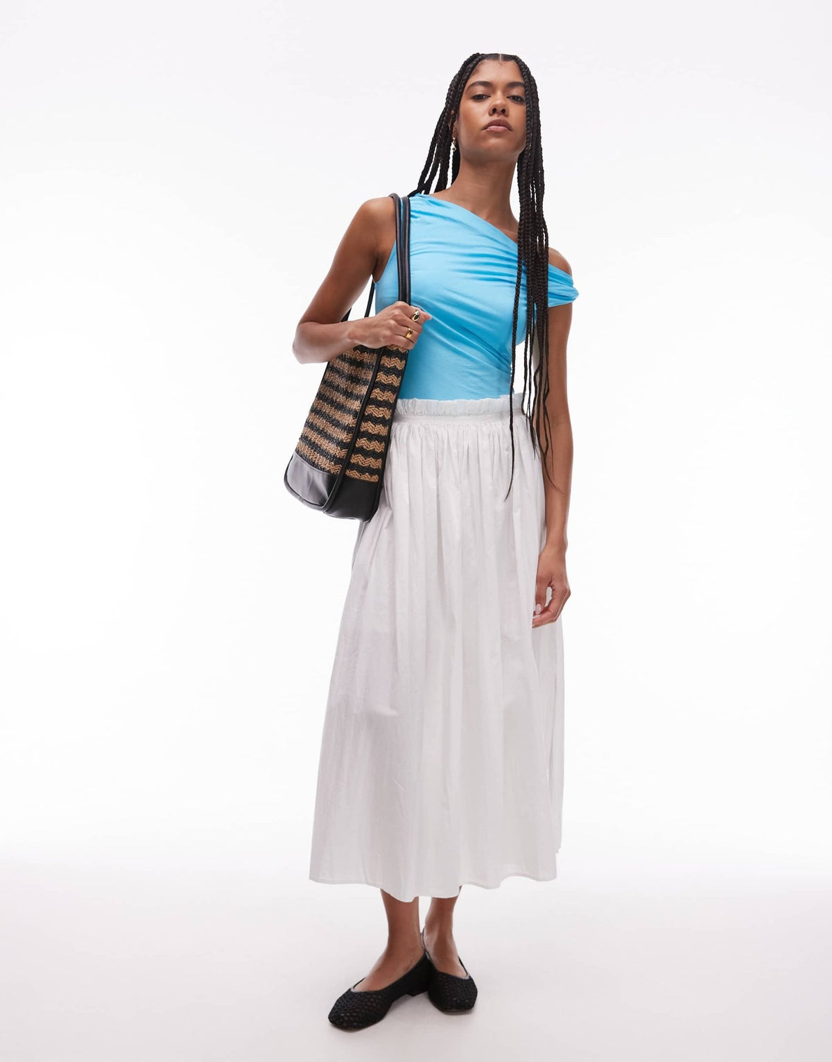 Topshop asymmetric twist detail top in blue - ASOS Sample Sale