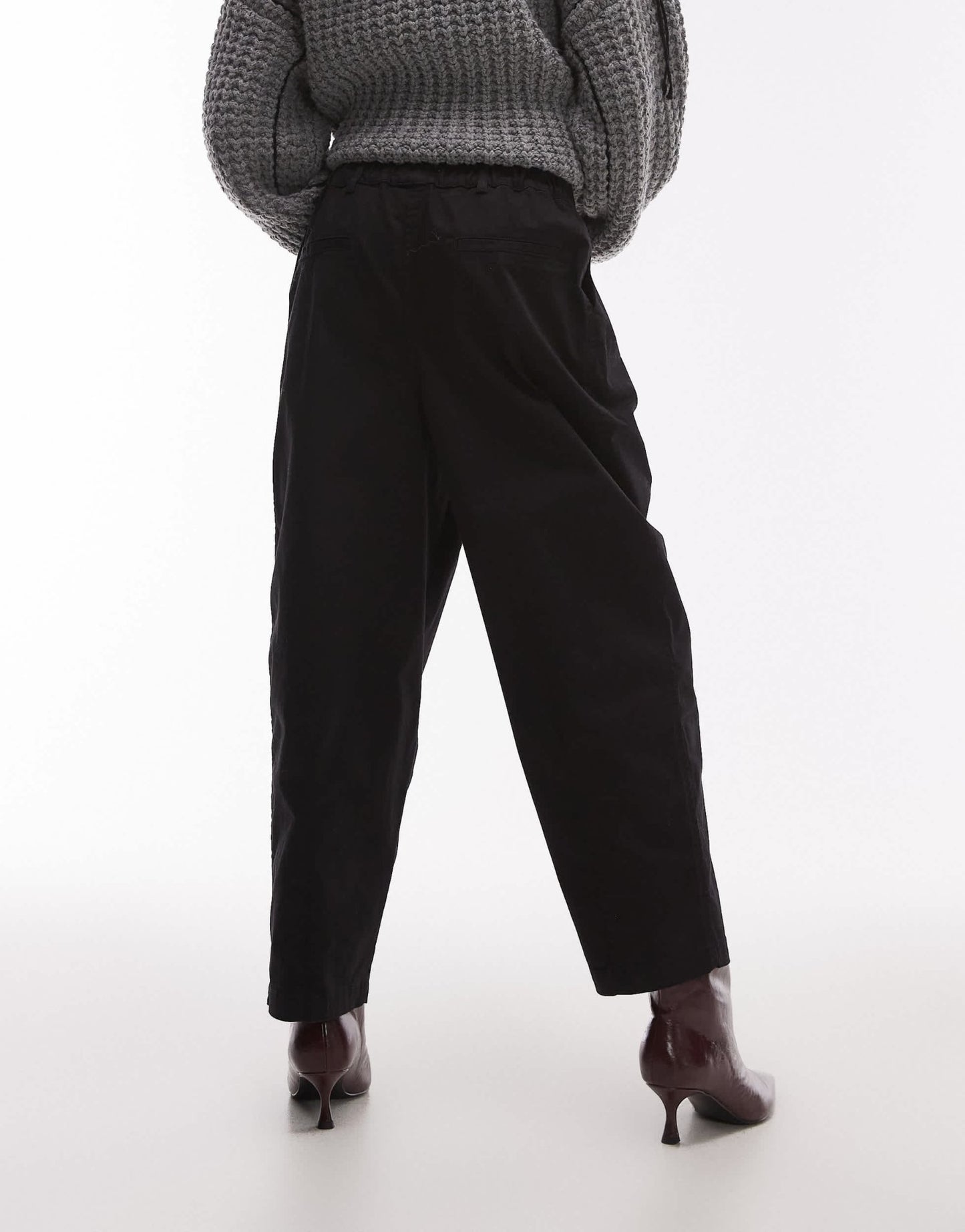 Topshop balloon casual fit trouser in black - ASOS Sample Sale