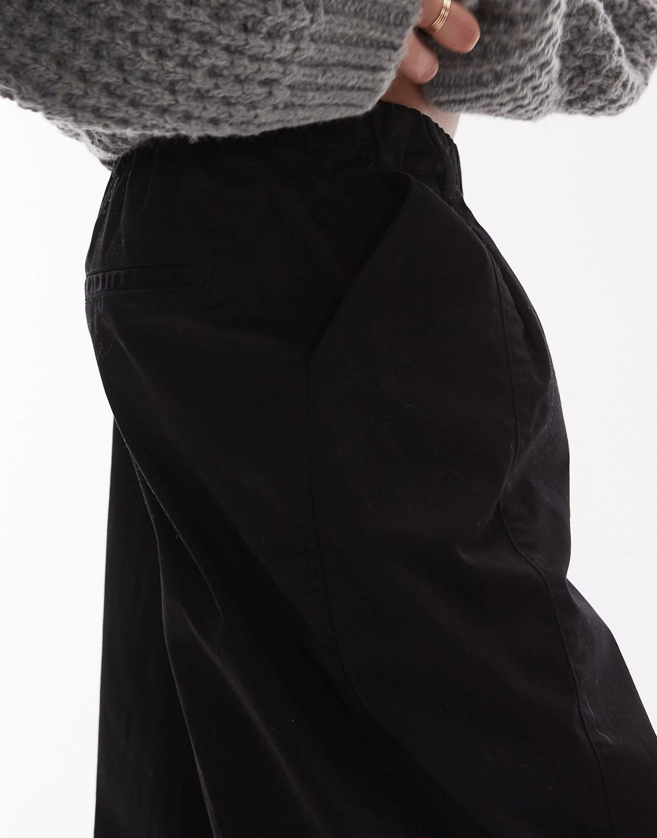 Topshop balloon casual fit trouser in black - ASOS Sample Sale