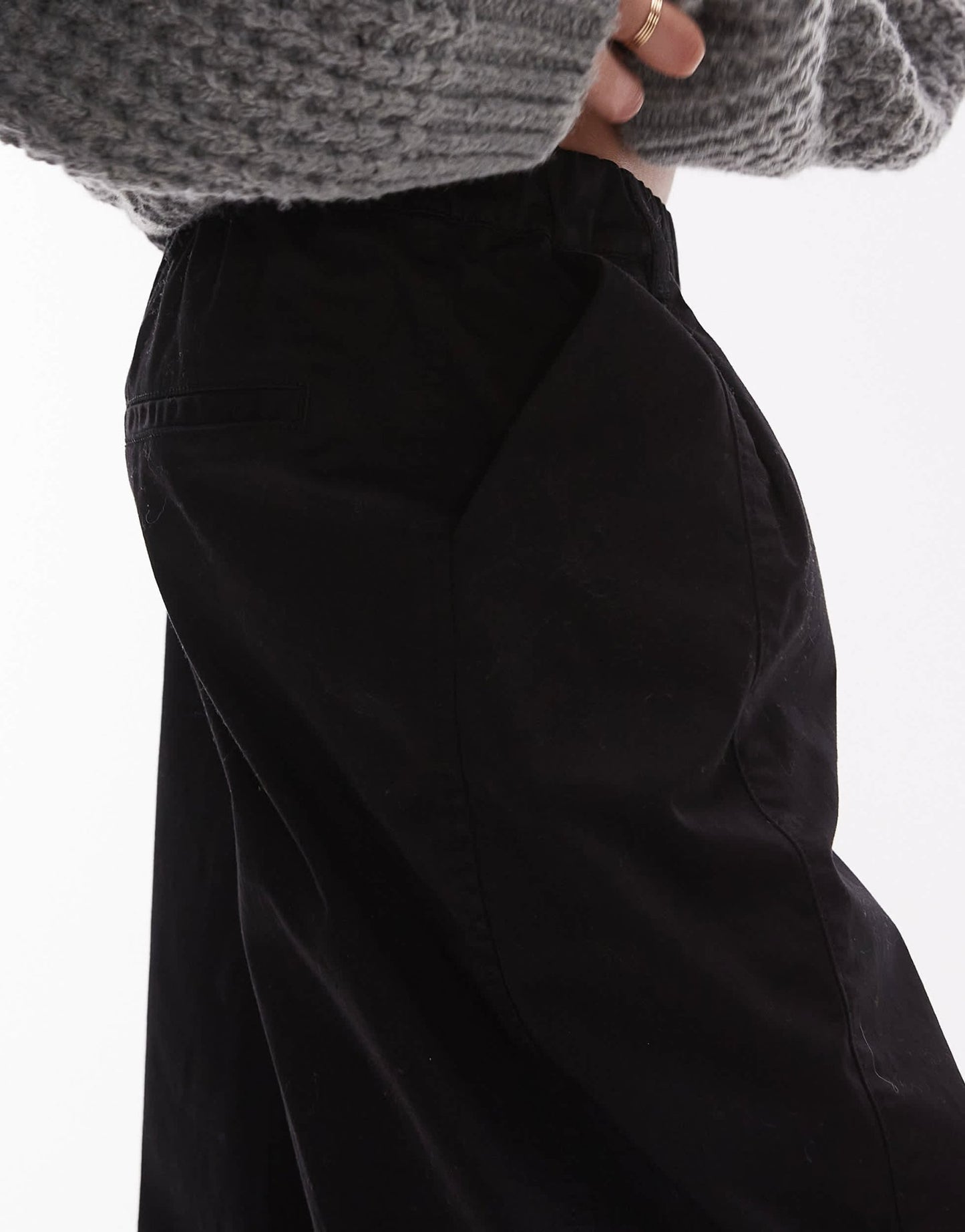 Topshop balloon casual fit trouser in black - ASOS Sample Sale