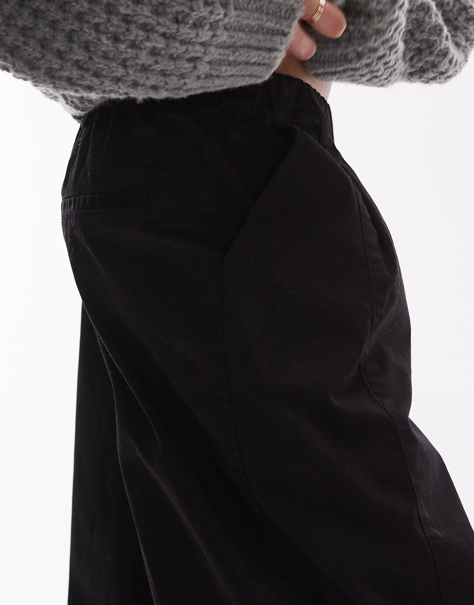 Topshop balloon casual fit trouser in black - ASOS Sample Sale