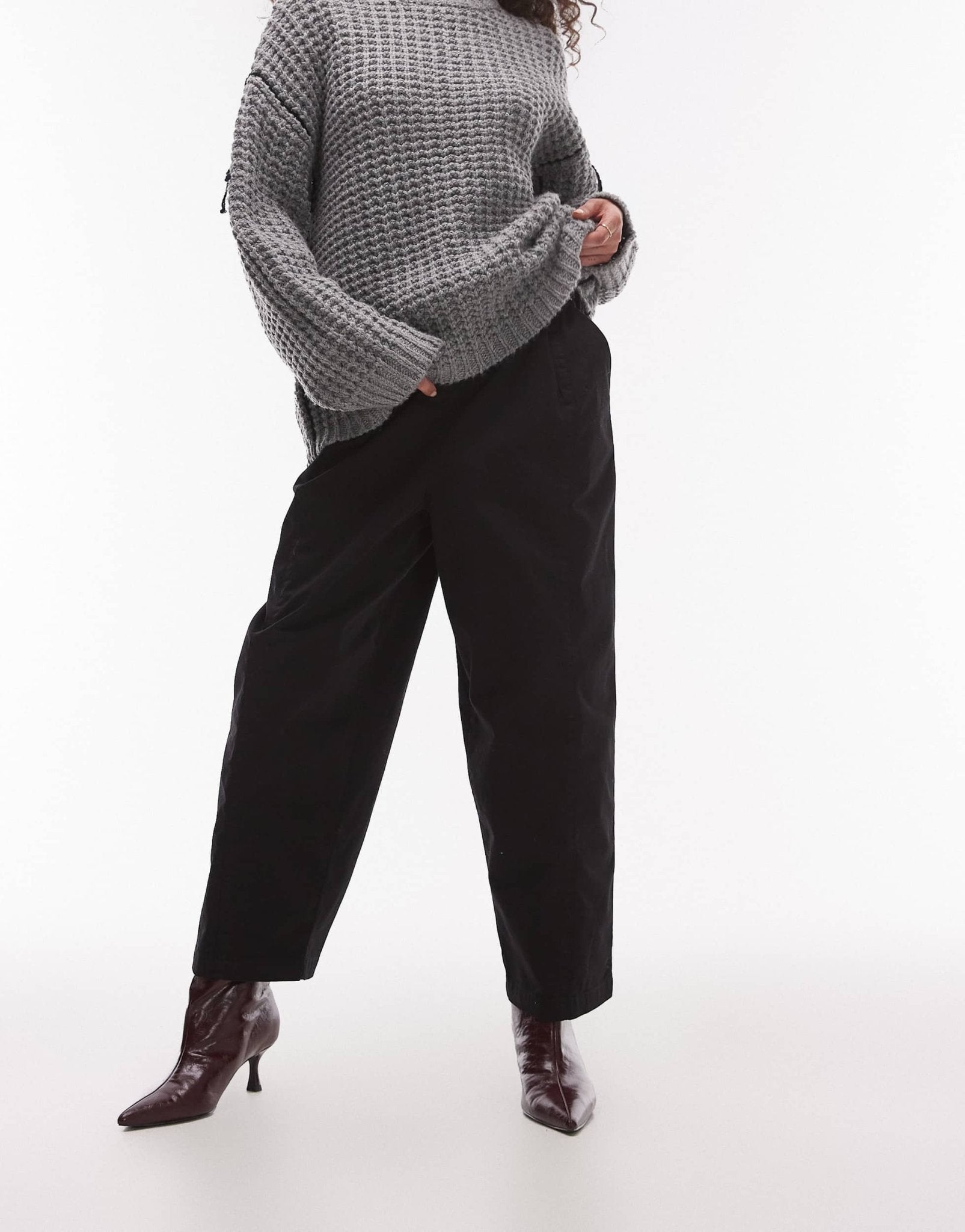 Topshop balloon casual fit trouser in black - ASOS Sample Sale