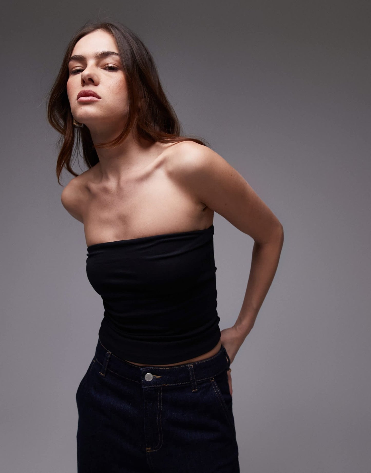 Topshop bandeau in black - ASOS Sample Sale