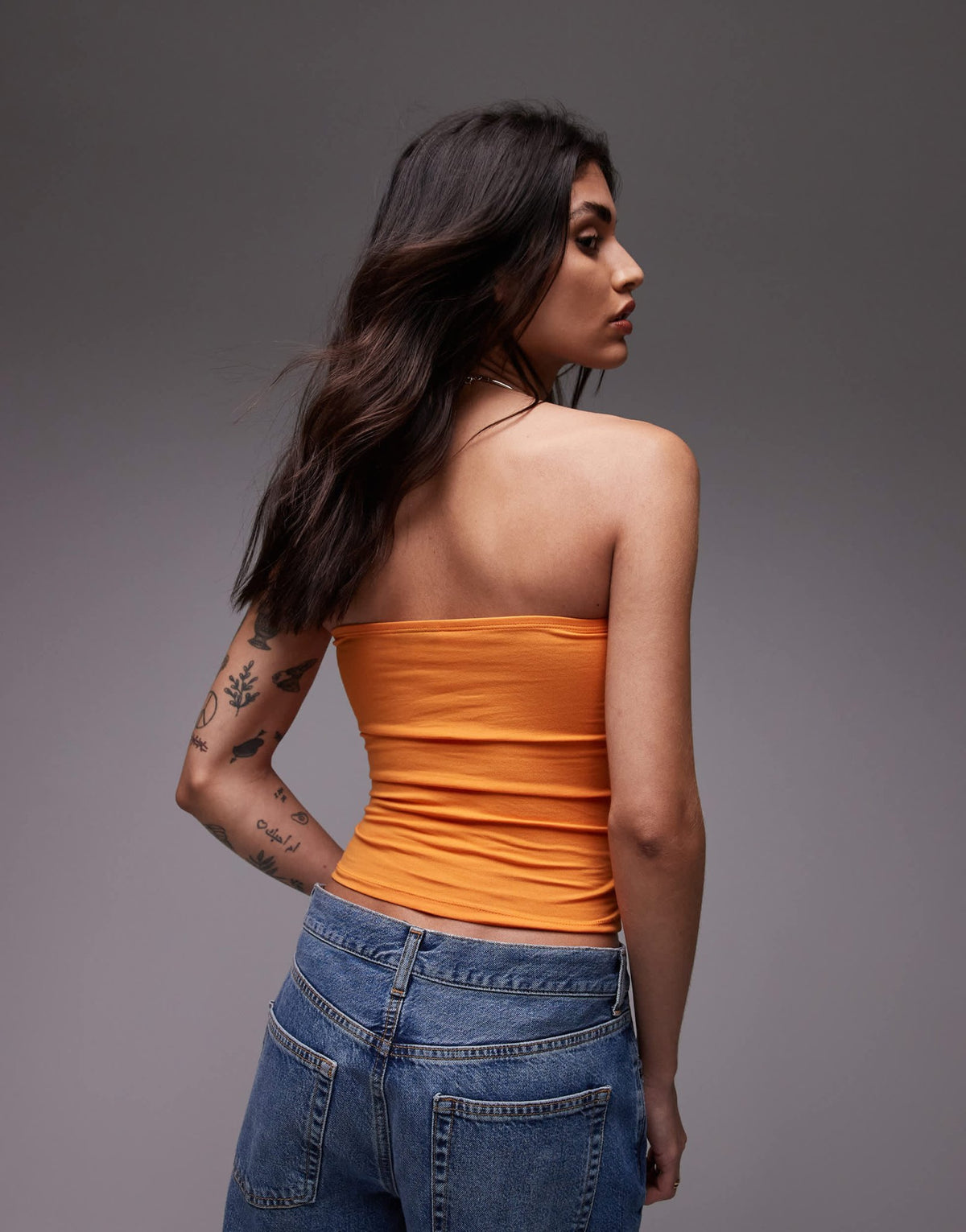 Topshop bandeau in orange - ASOS Sample Sale