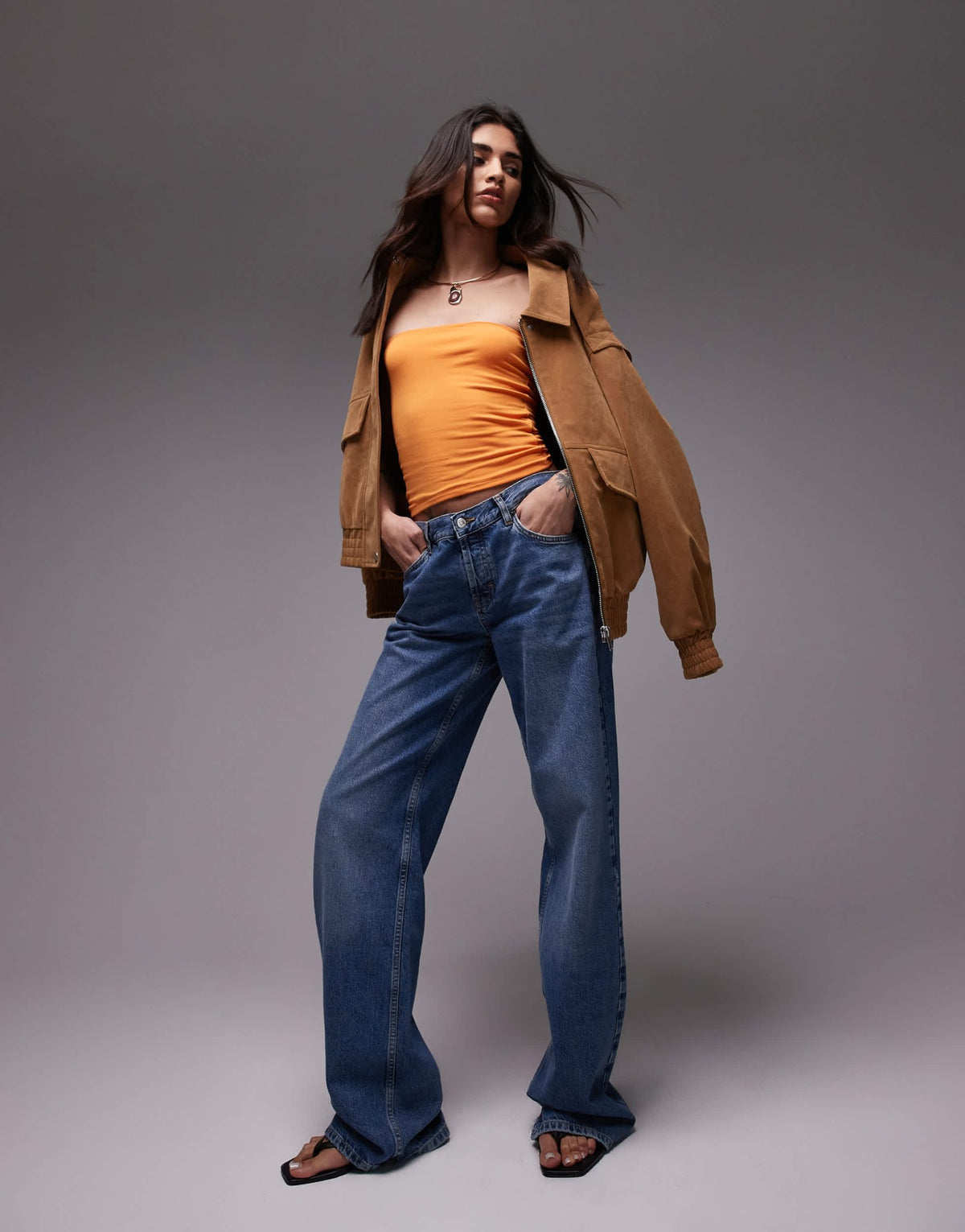 Topshop bandeau in orange - ASOS Sample Sale