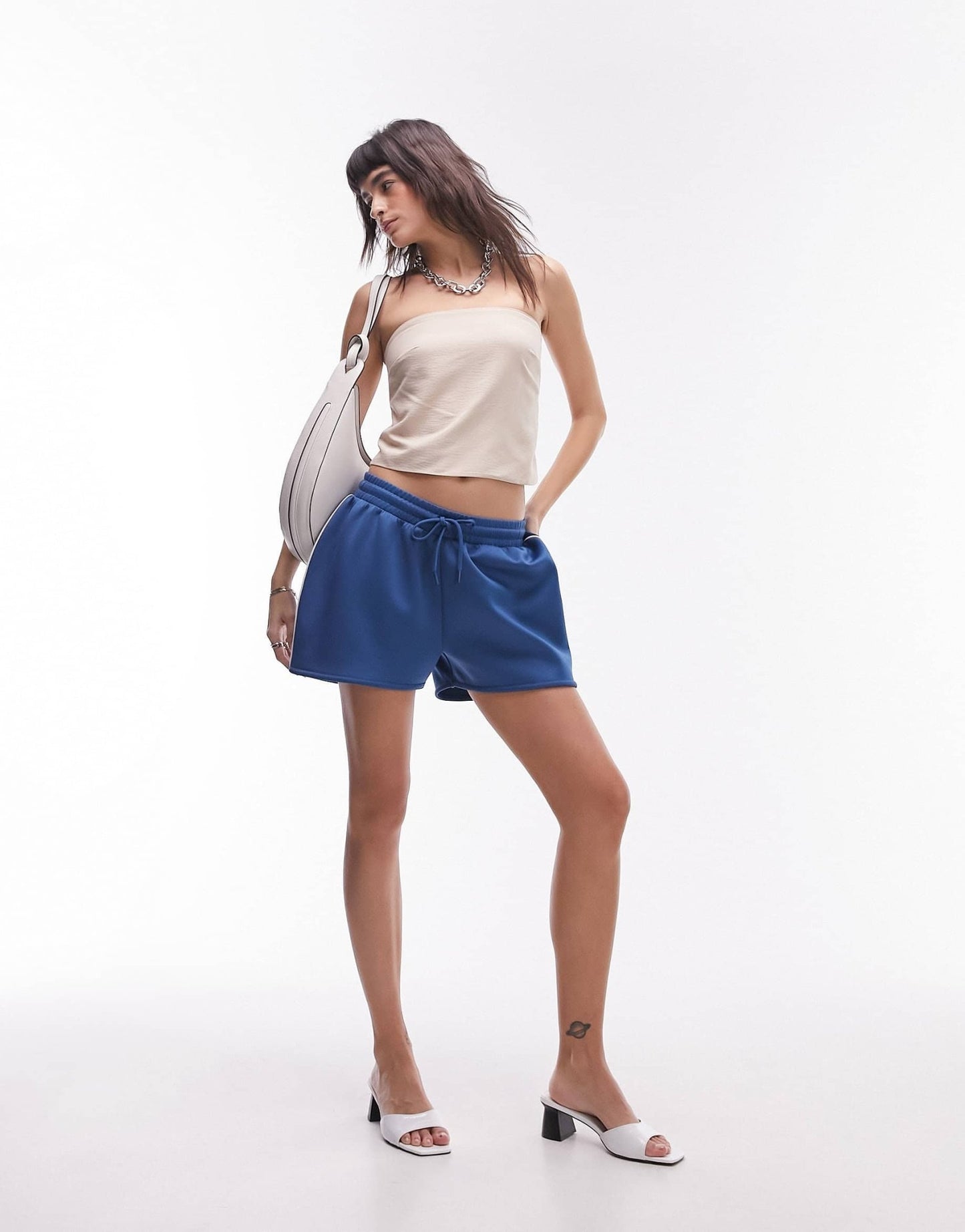 Topshop bandeau top in taupe - ASOS Sample Sale