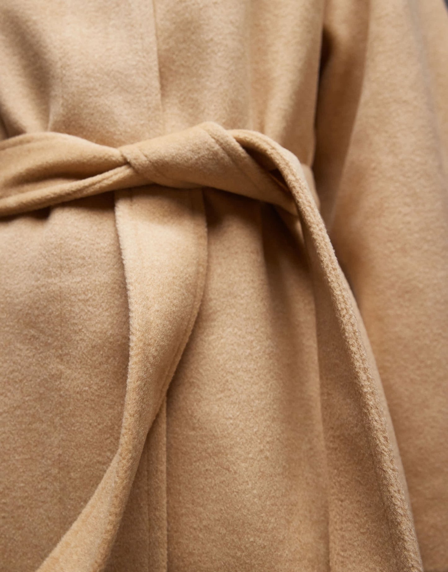 Topshop belted long line formal coat in buttermilk - ASOS Sample Sale
