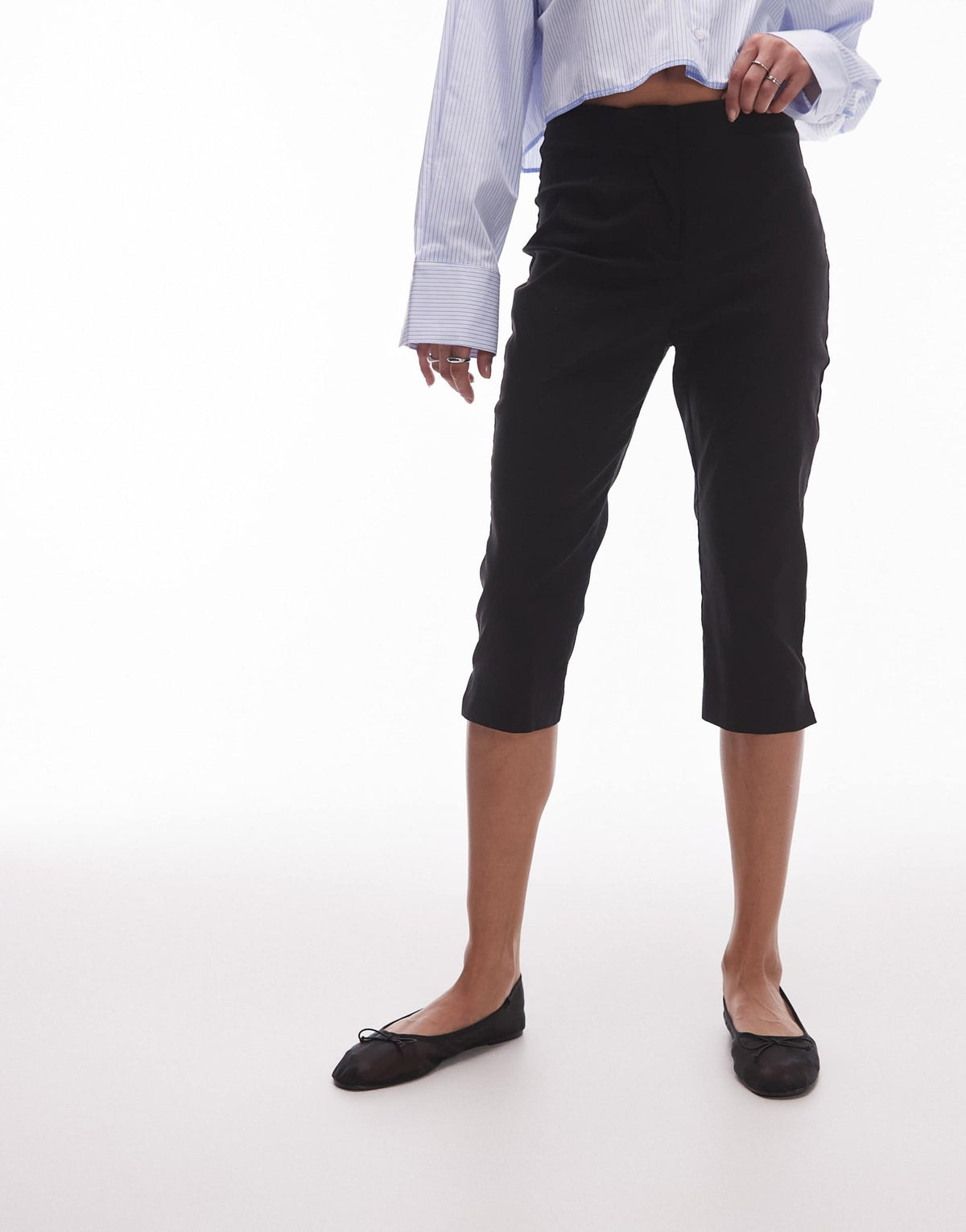 Topshop bengaline capri in black - ASOS Sample Sale