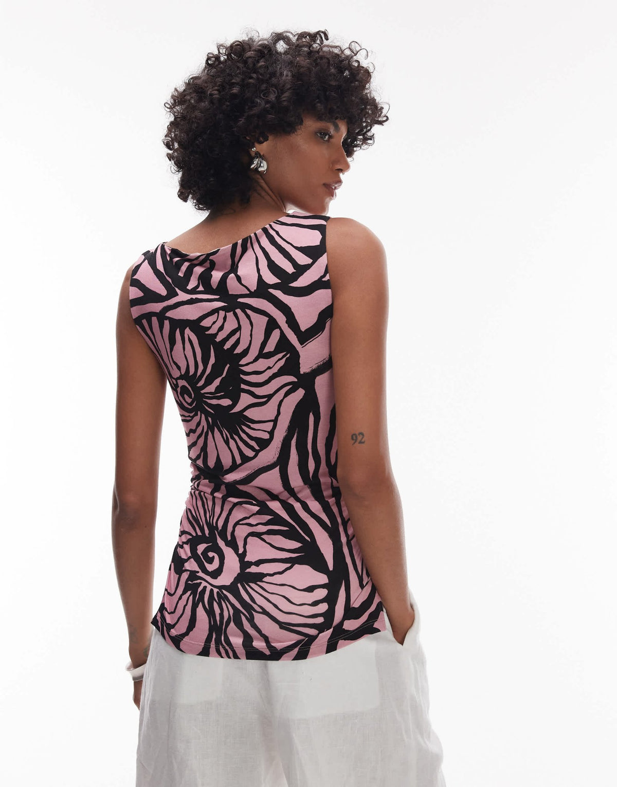 Topshop blurred floral print slash neck tank in multi - ASOS Sample Sale