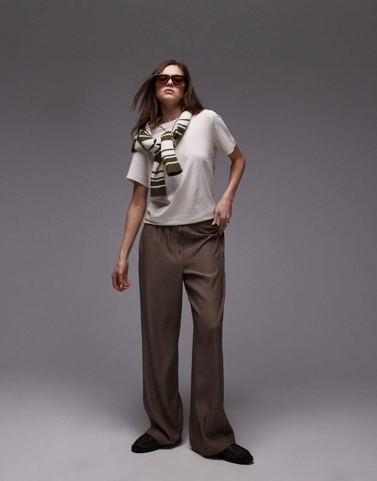 Topshop bobbi boxer jogger in chocolate - ASOS Sample Sale
