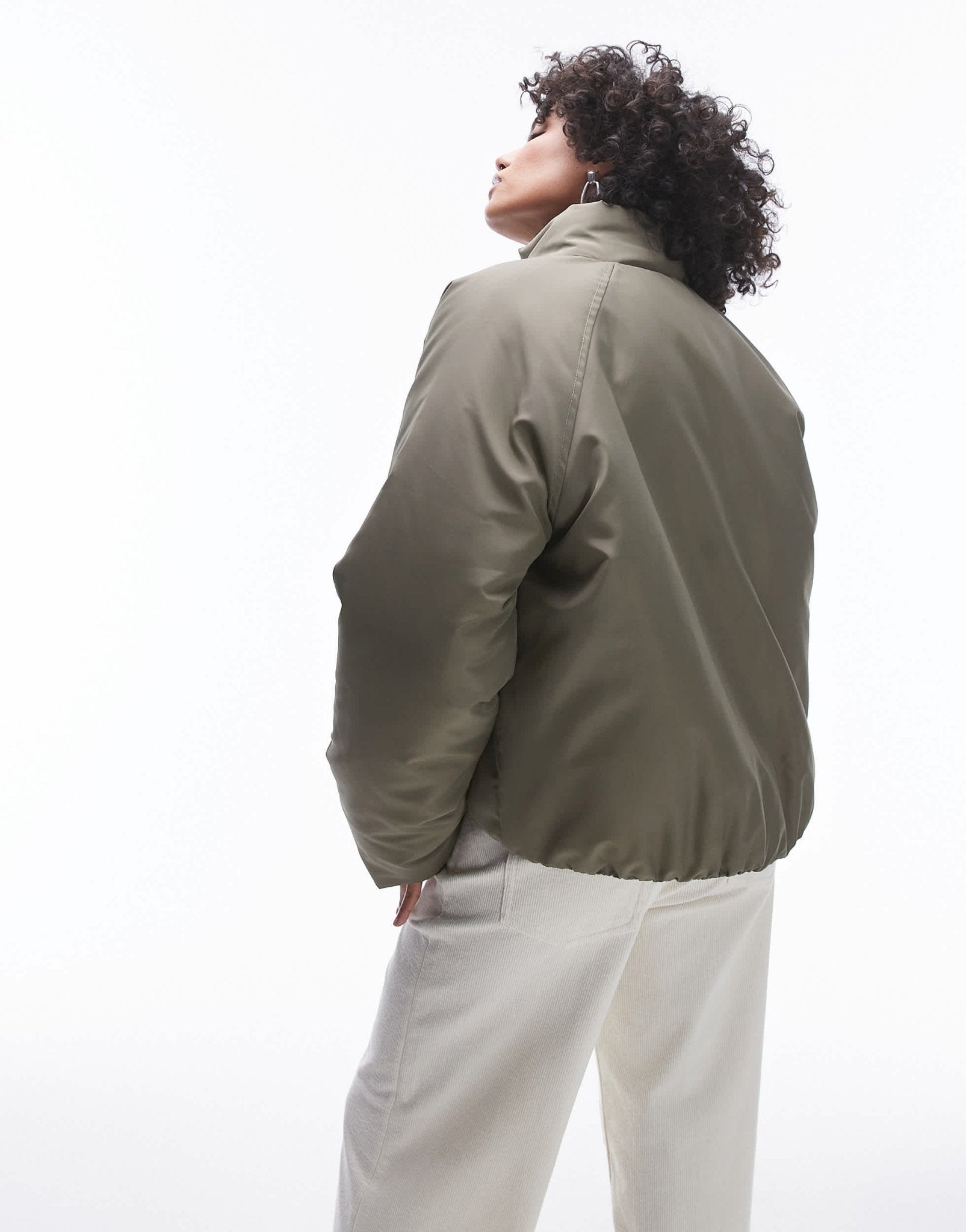 Topshop bomber puffer jacket in green - ASOS Sample Sale