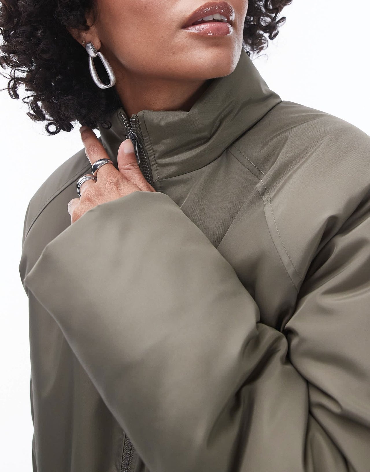 Topshop bomber puffer jacket in green - ASOS Sample Sale