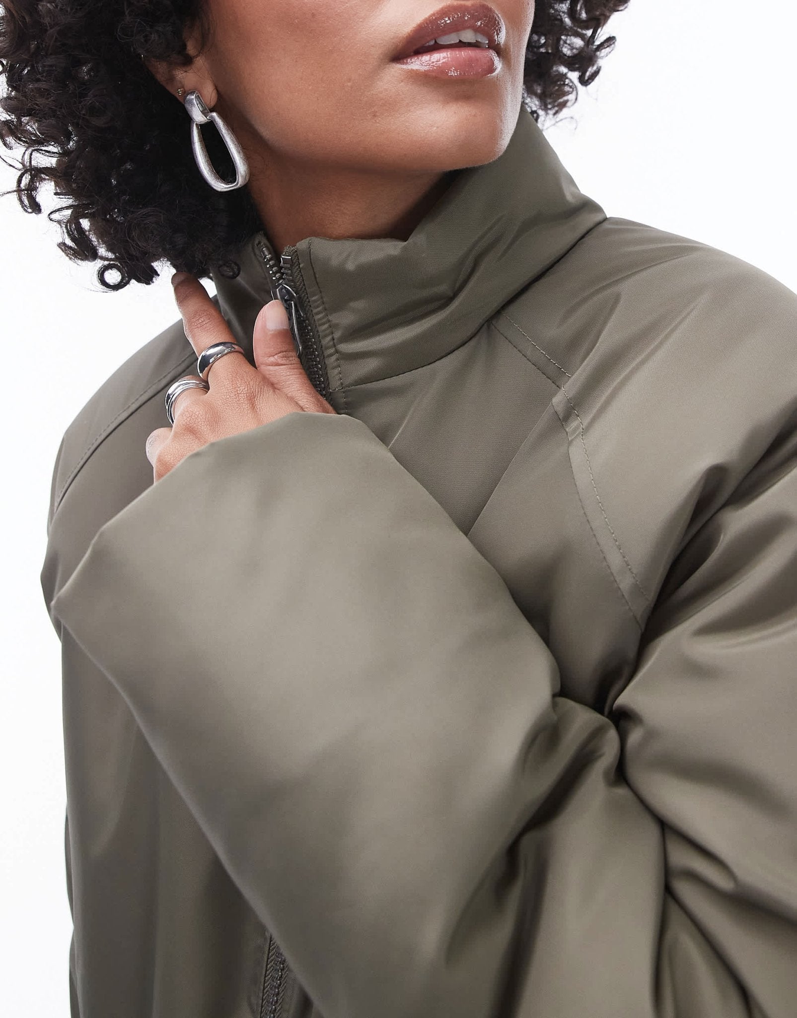 Topshop bomber puffer jacket in green - ASOS Sample Sale