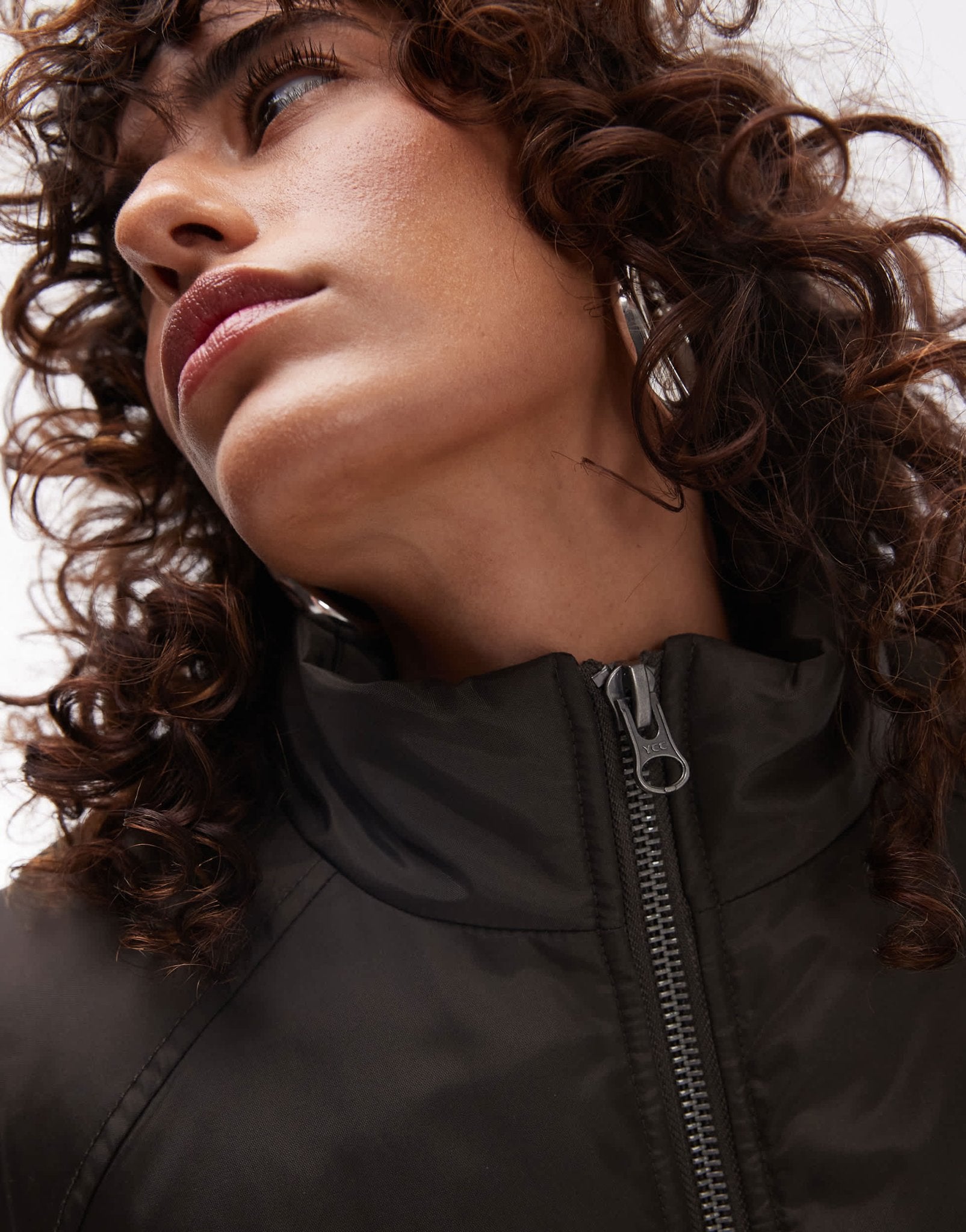 Topshop bomber puffer jacket in khaki - ASOS Sample Sale