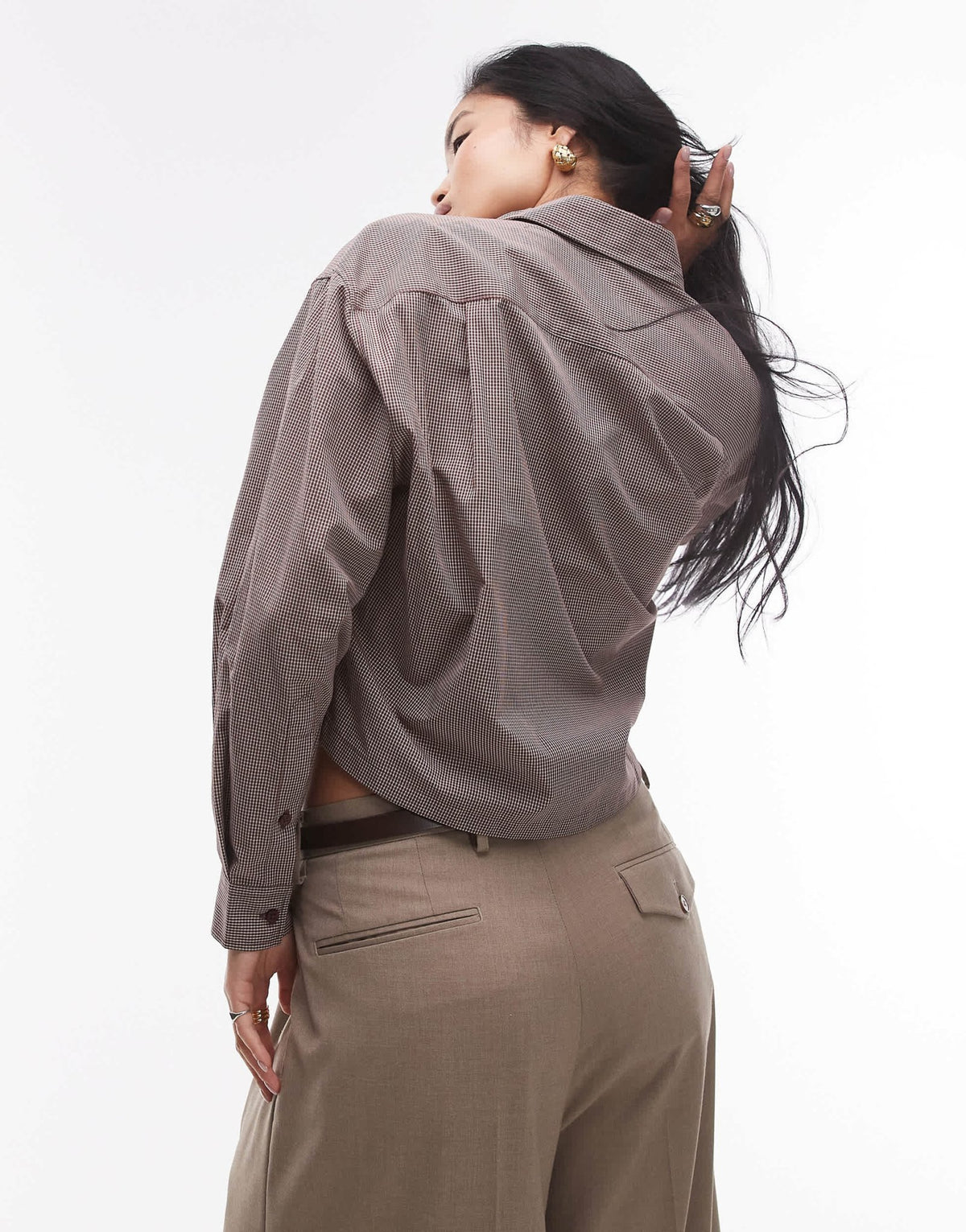 Topshop boxy shirt in brown check print - ASOS Sample Sale