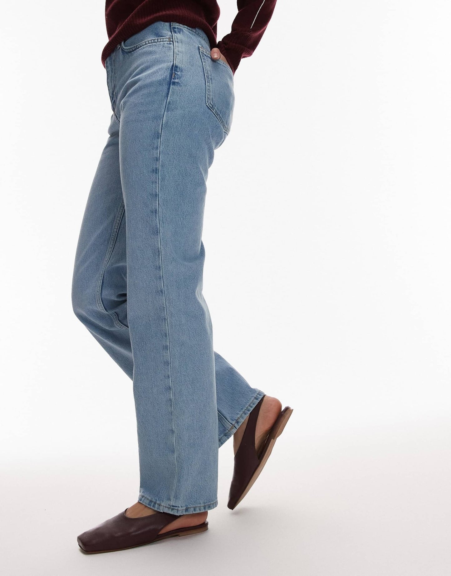 Topshop Brit leather slingback ballet in burgundy - ASOS Sample Sale