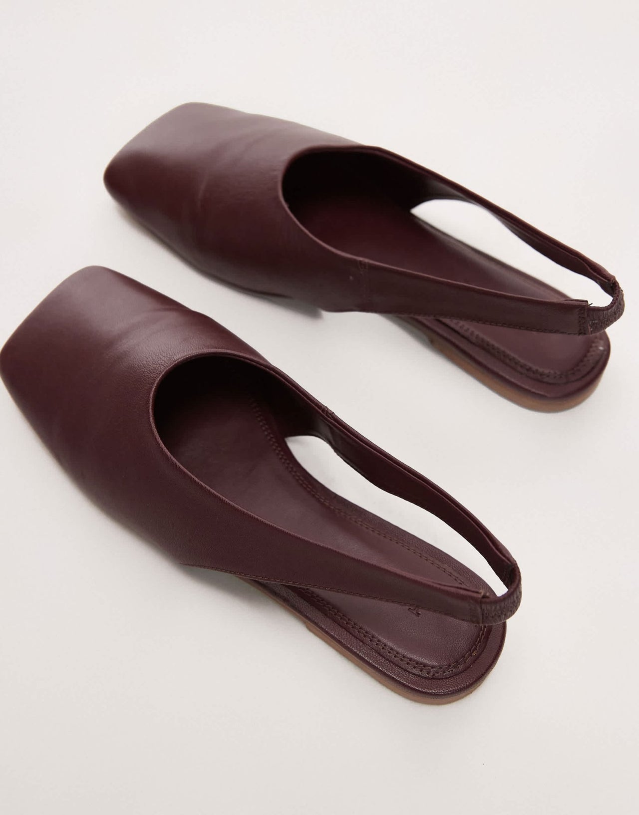 Topshop Brit leather slingback ballet in burgundy - ASOS Sample Sale