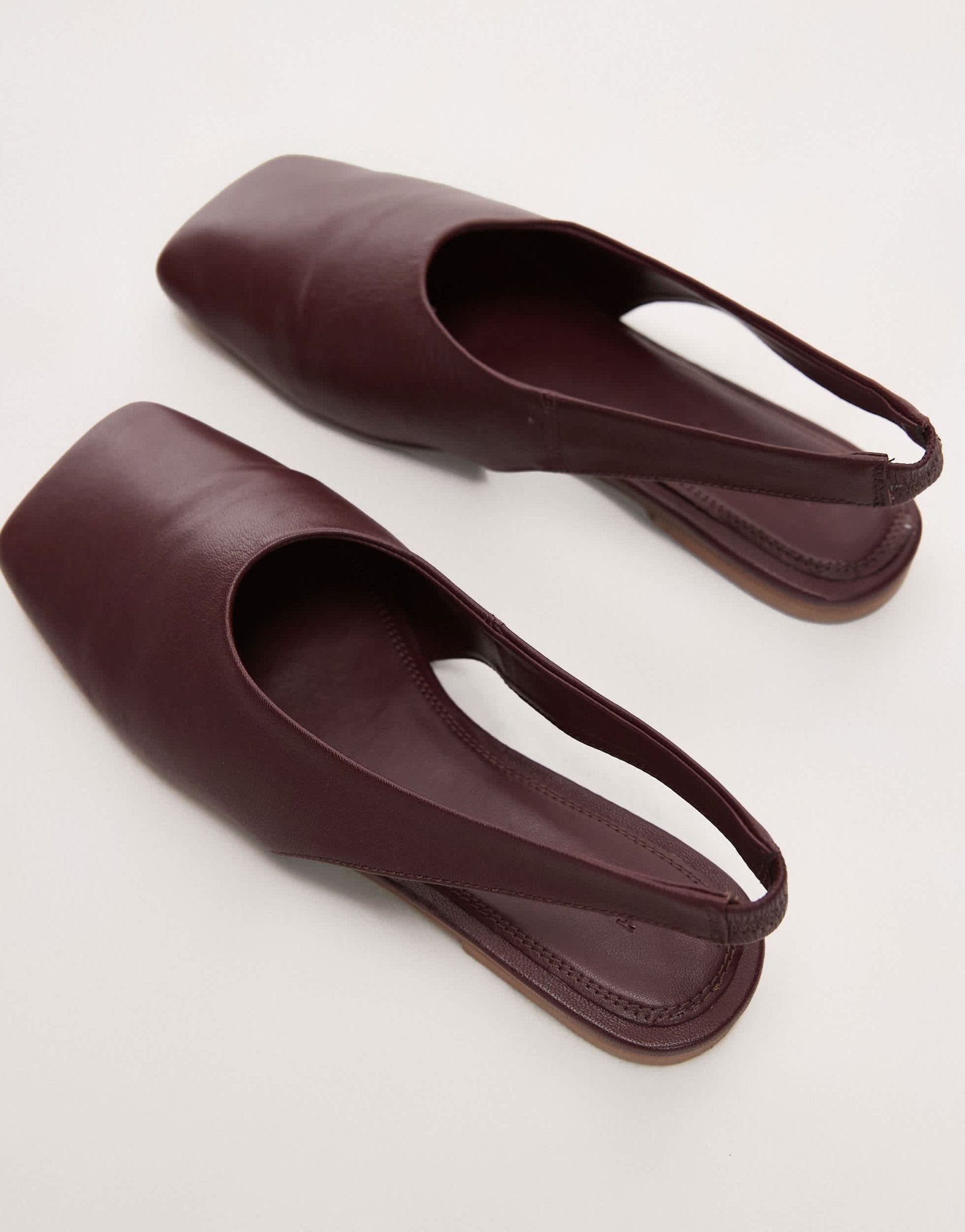 Topshop Brit leather slingback ballet in burgundy - ASOS Sample Sale
