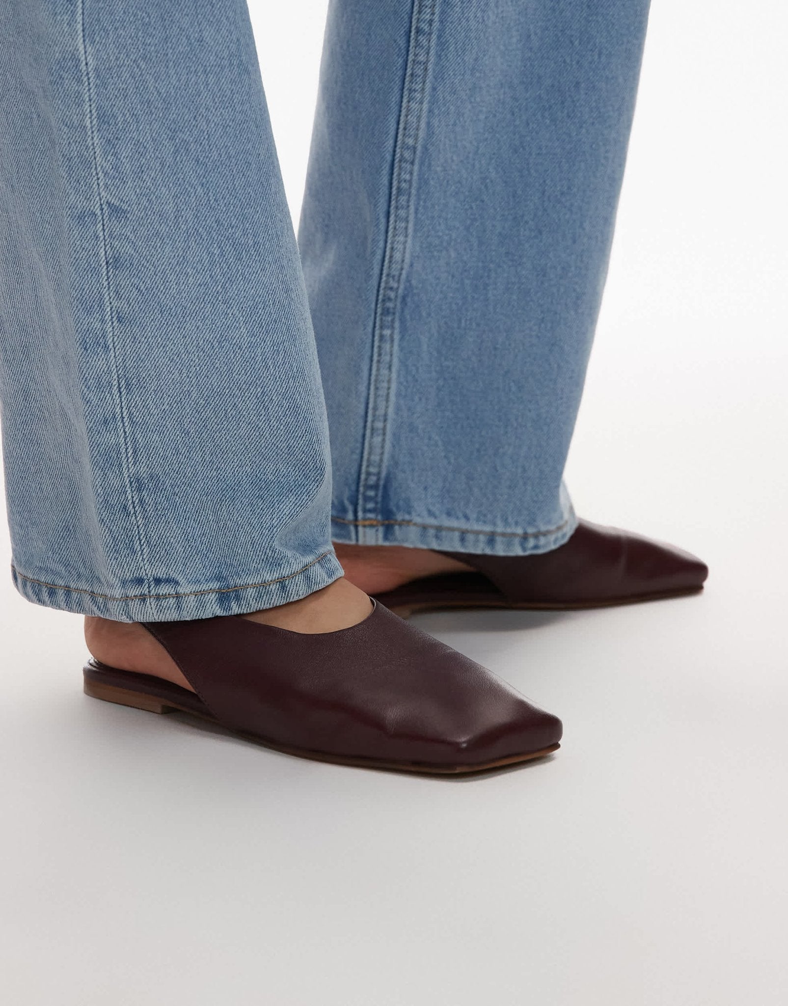 Topshop Brit leather slingback ballet in burgundy - ASOS Sample Sale