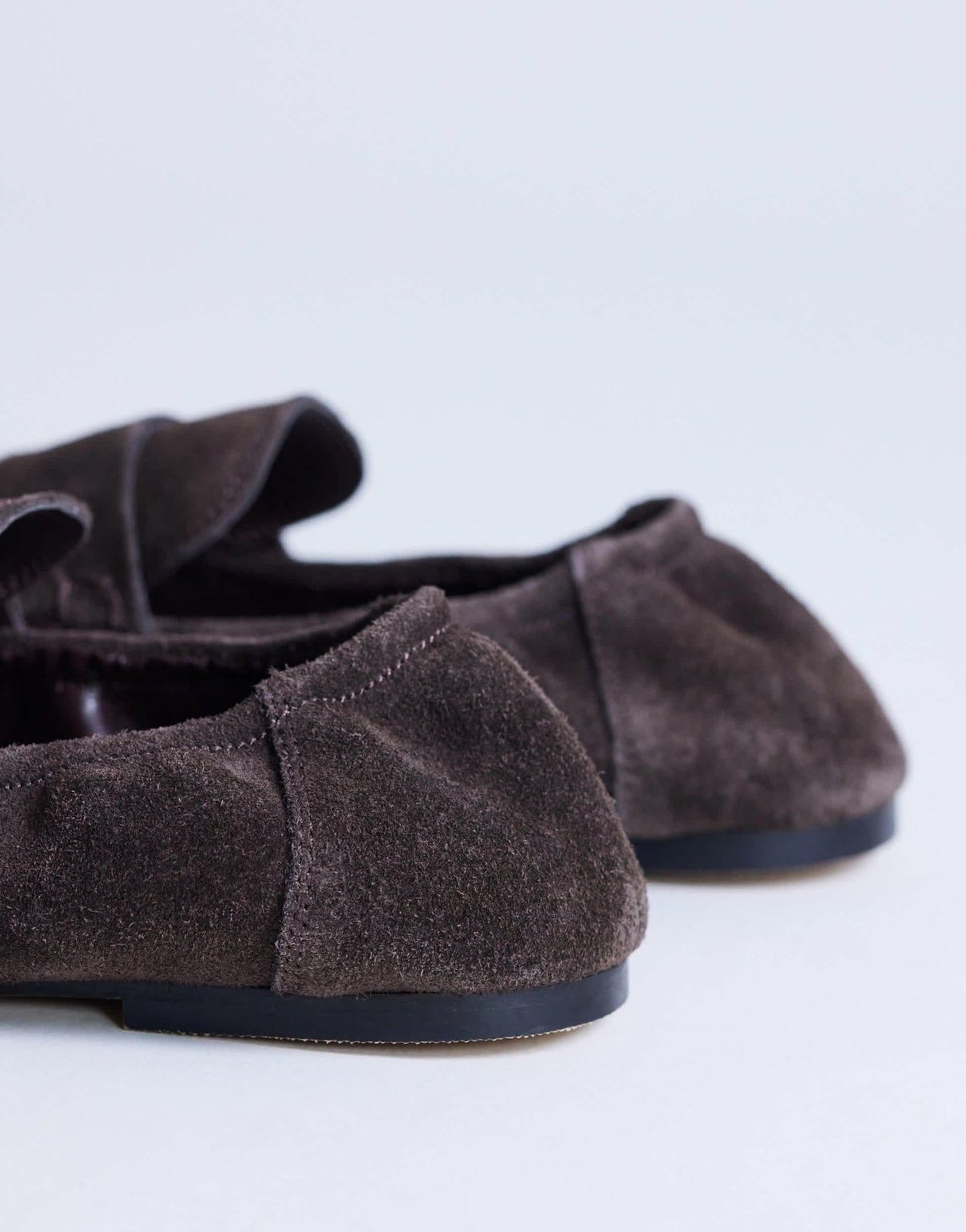 Topshop Brooks ruched back real suede leather loafer in chocolate - ASOS Sample Sale