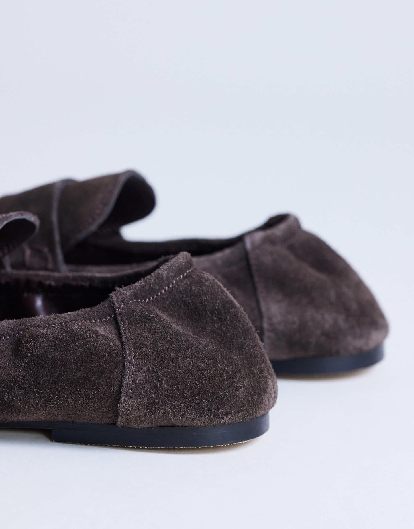Topshop Brooks ruched back real suede leather loafer in chocolate - ASOS Sample Sale