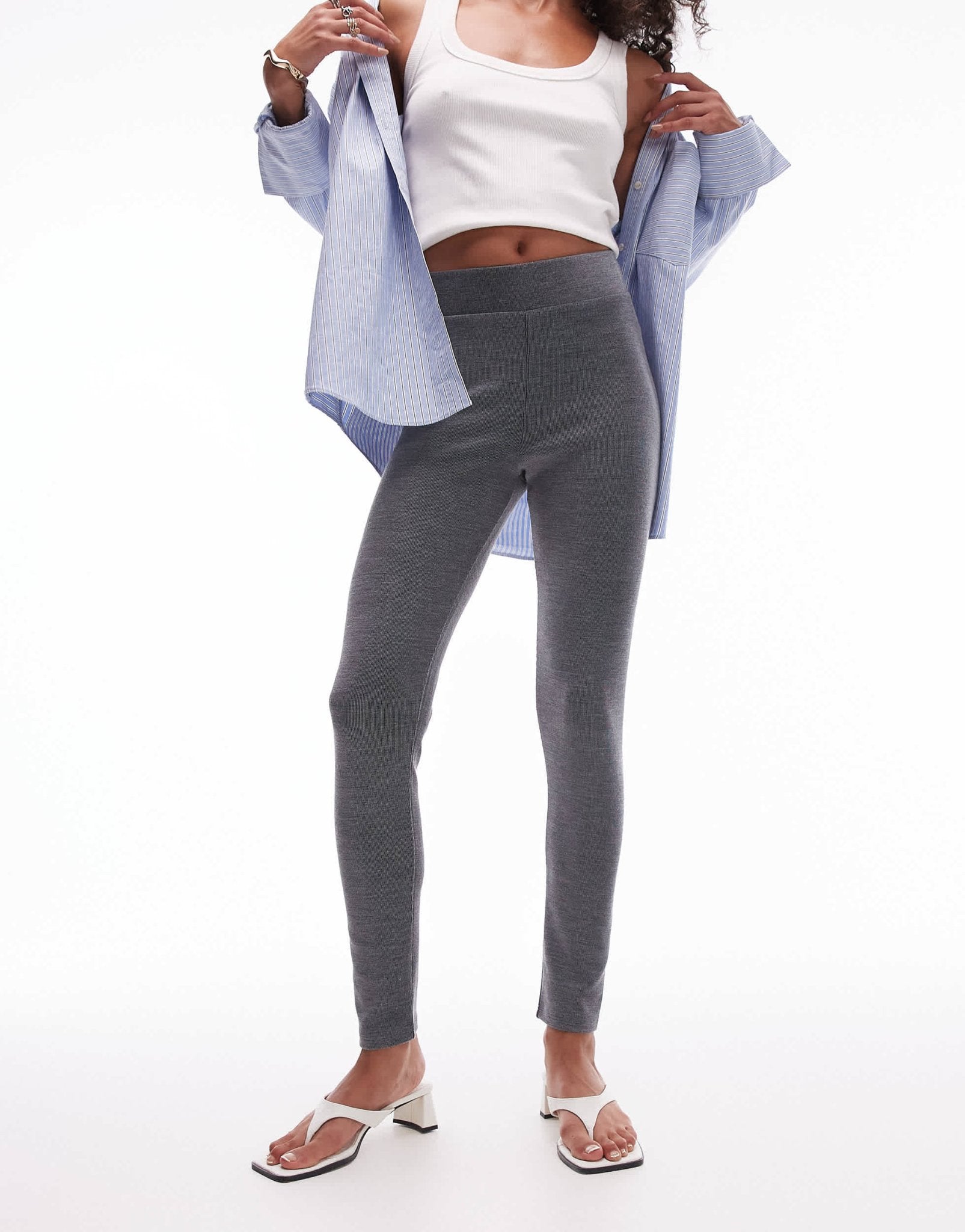 Topshop brushed rib legging in grey marl - ASOS Sample Sale