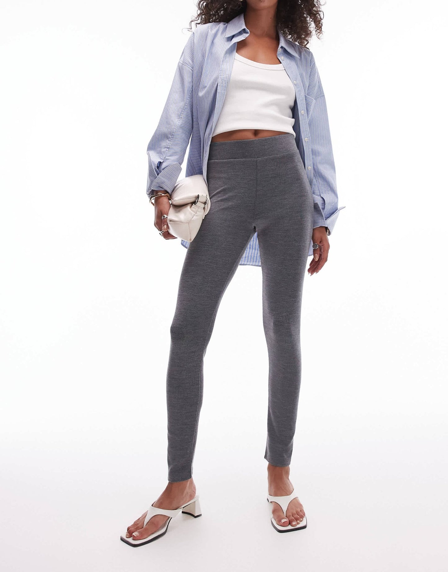 Topshop brushed rib legging in grey marl - ASOS Sample Sale