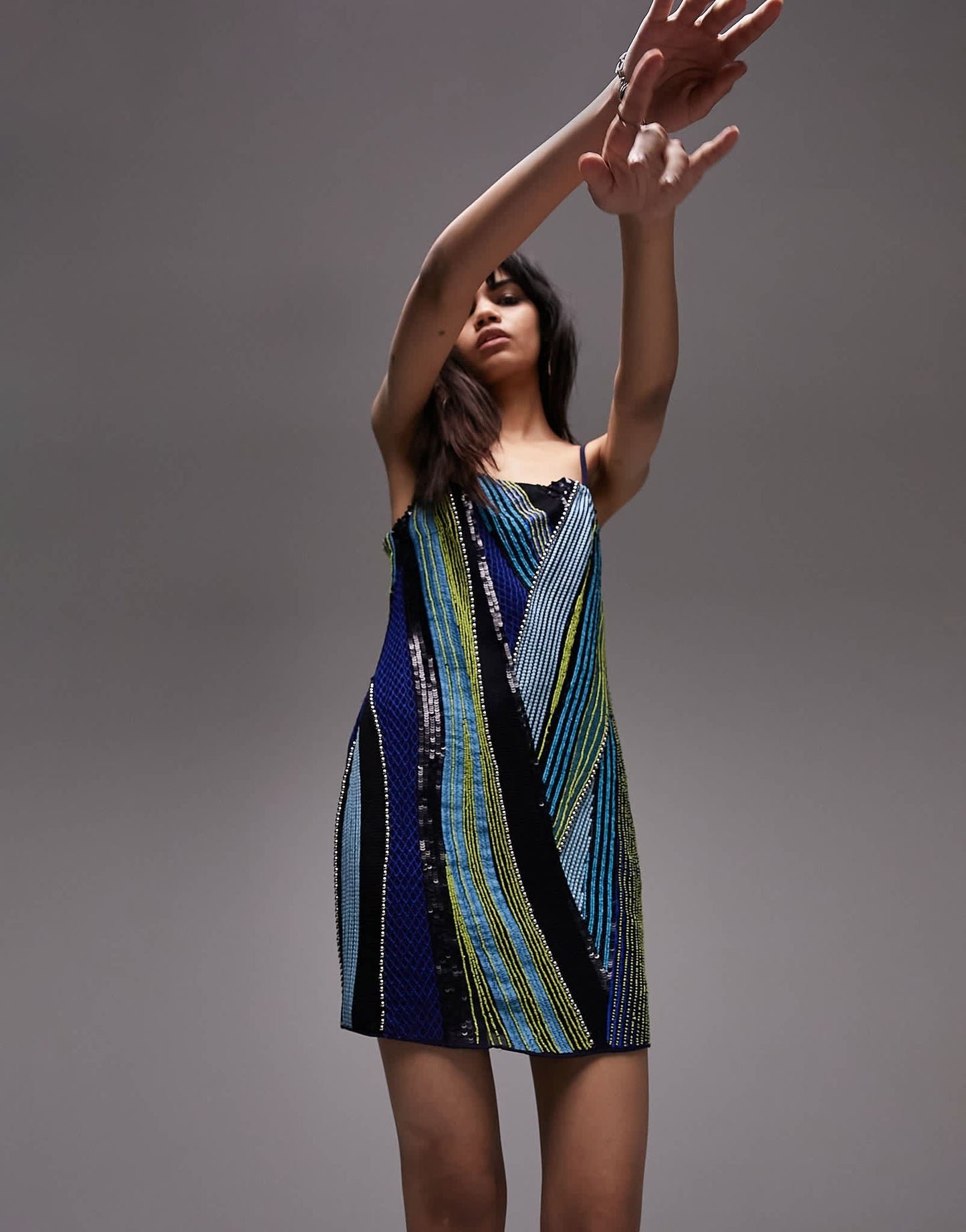 Topshop cami embellished mini dress in multi - ASOS Sample Sale