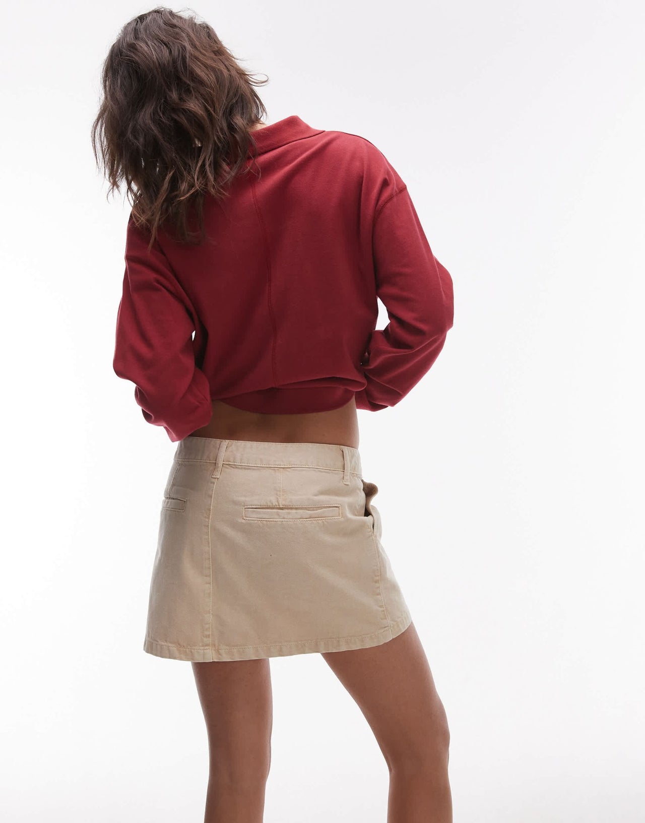 Topshop canvas pelmet micro skirt in tan - ASOS Sample Sale