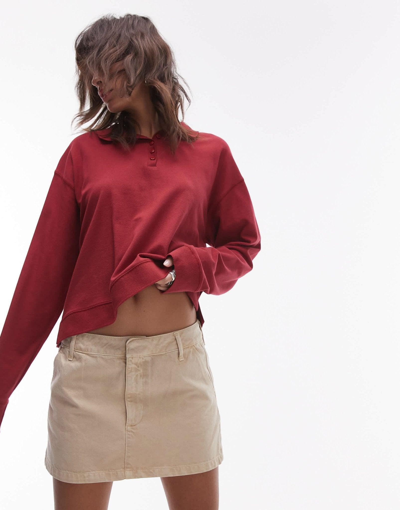 Topshop canvas pelmet micro skirt in tan - ASOS Sample Sale
