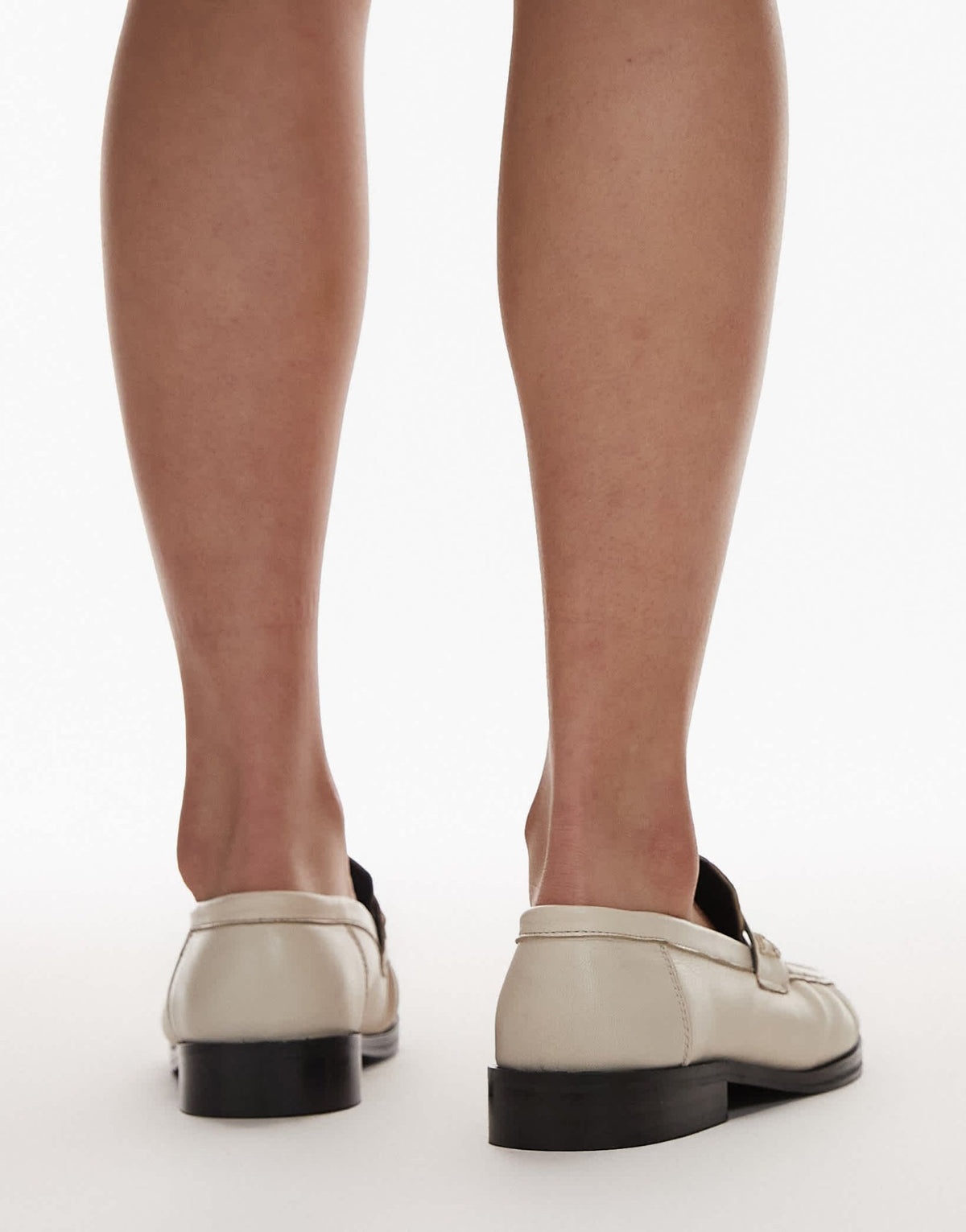 Topshop Carey real leather loafers with ruched detail in buttermilk - ASOS Sample Sale