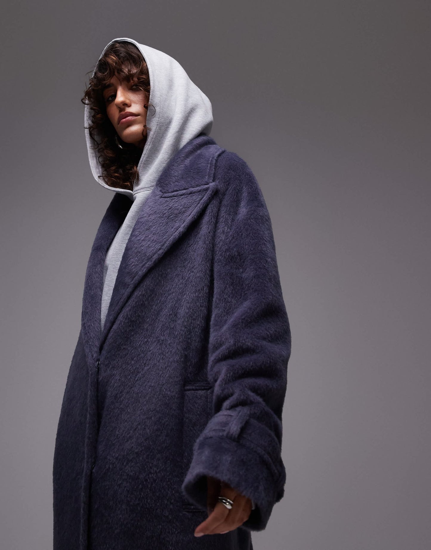 Topshop chuck on coat in navy - ASOS Sample Sale