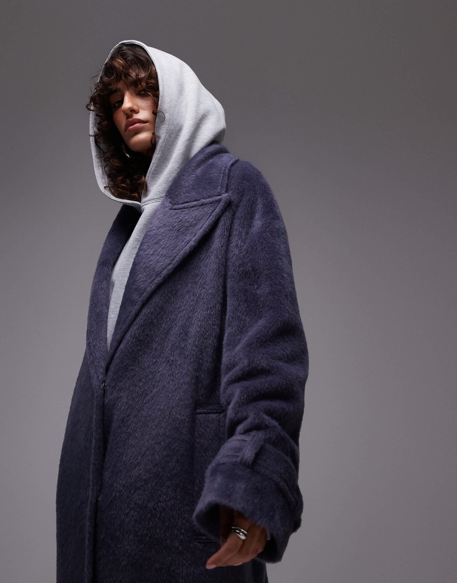 Topshop chuck on coat in navy - ASOS Sample Sale