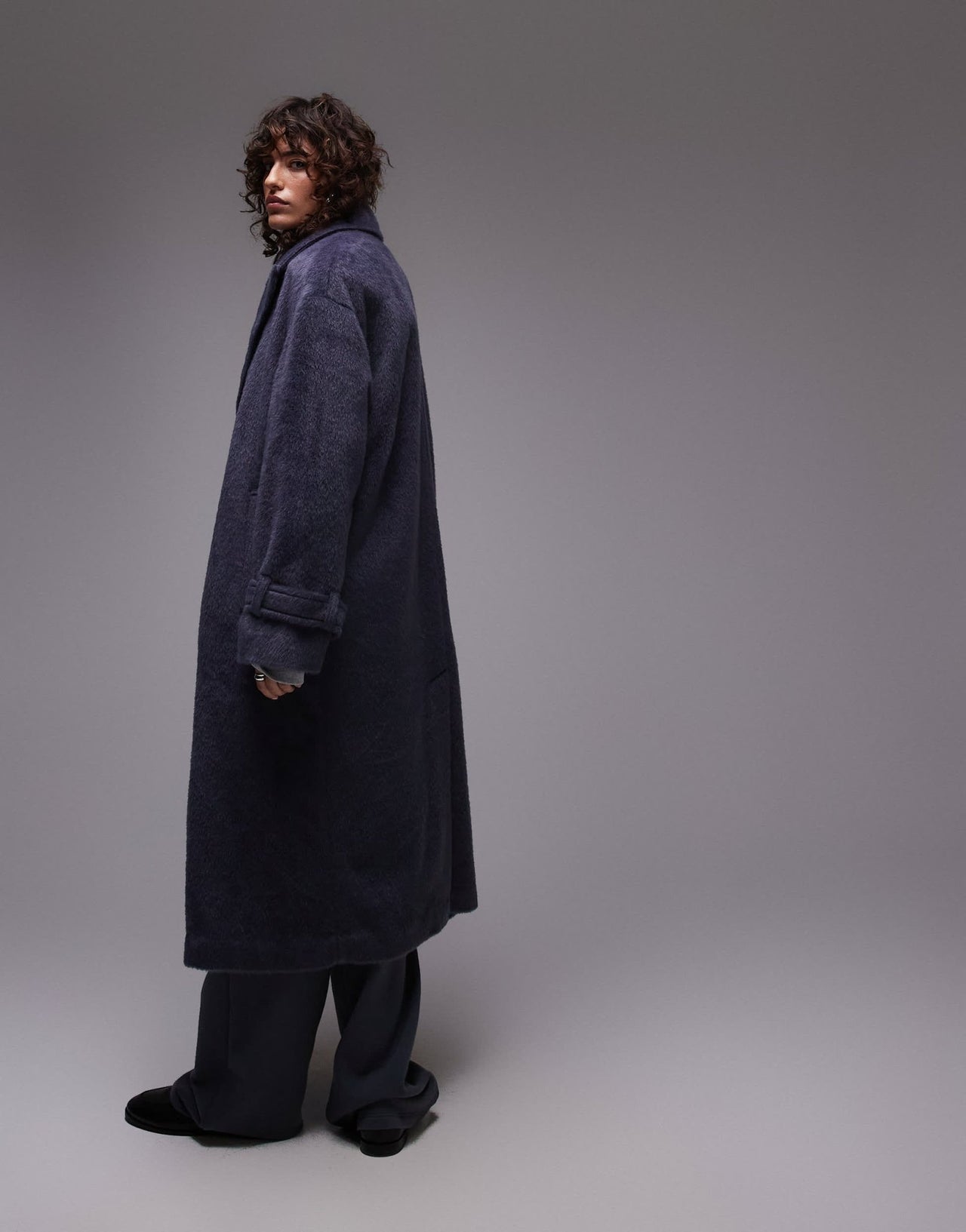 Topshop chuck on coat in navy - ASOS Sample Sale