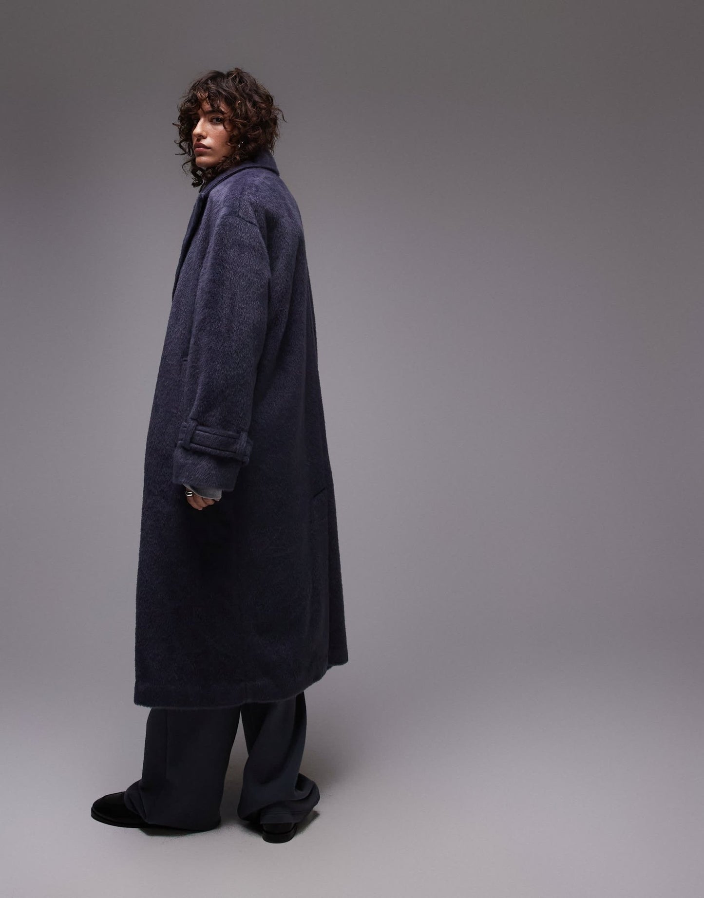 Topshop chuck on coat in navy - ASOS Sample Sale