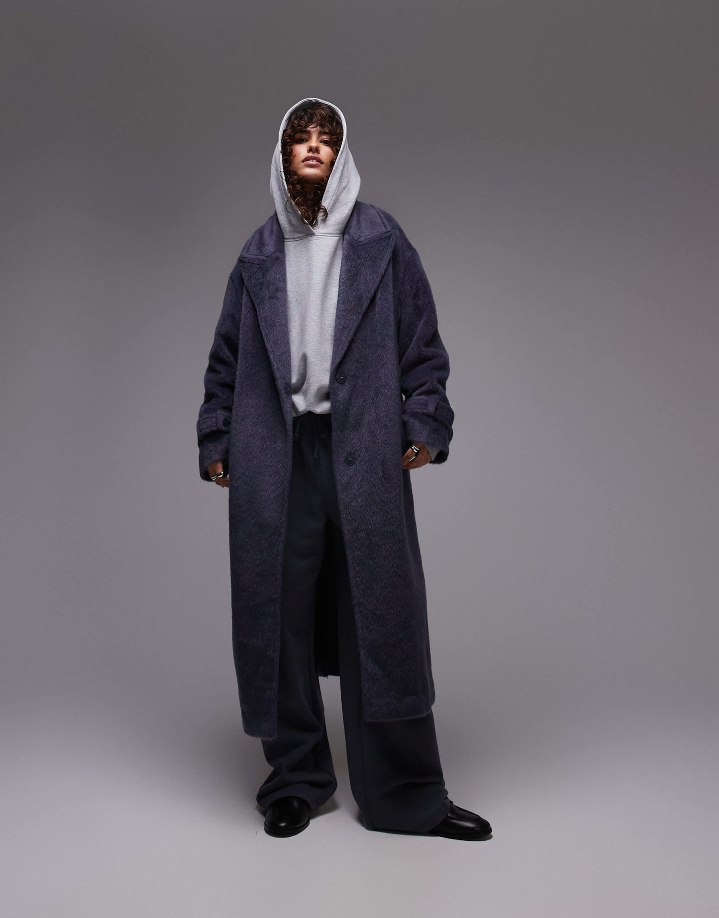 Topshop chuck on coat in navy - ASOS Sample Sale