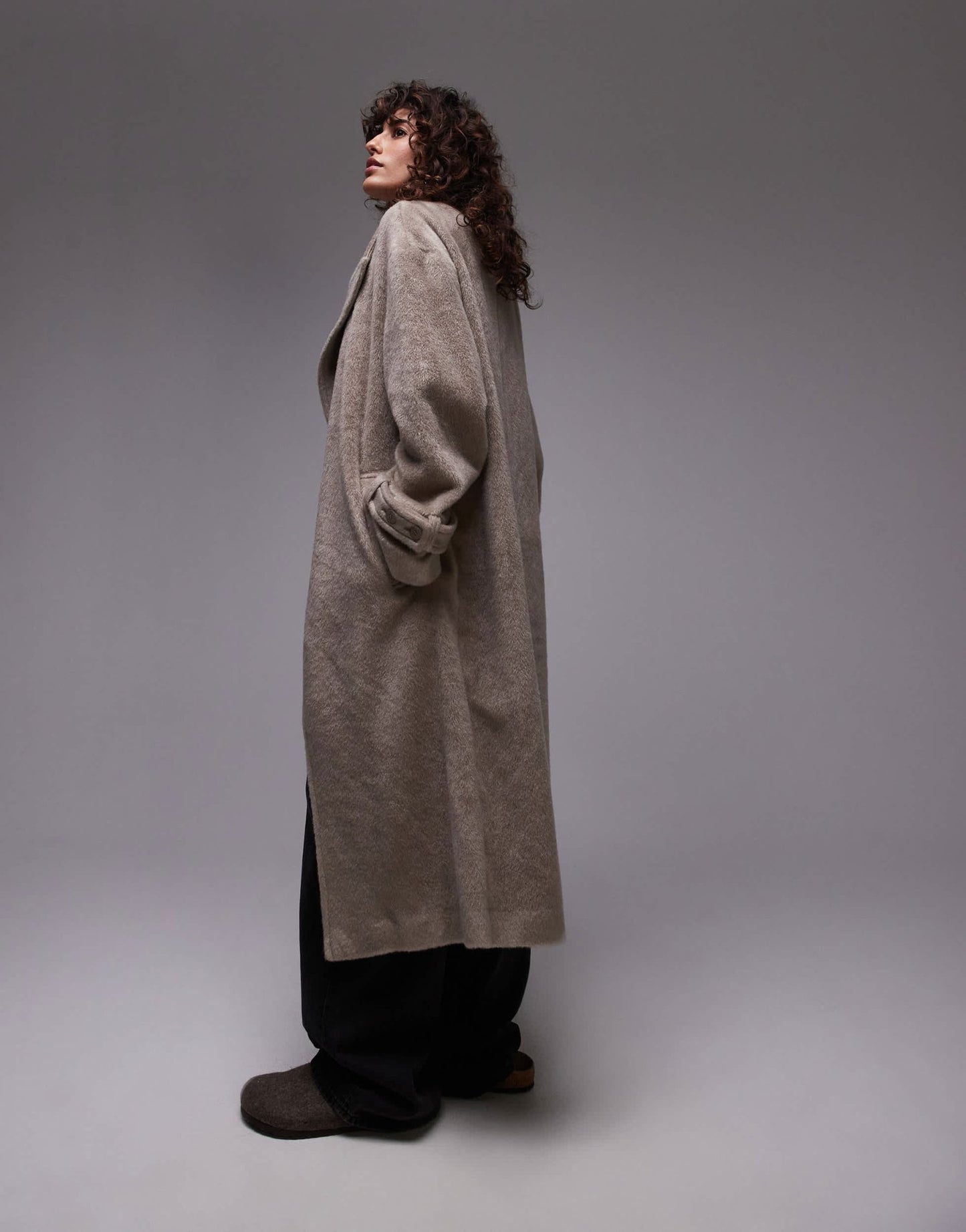 Topshop chuck on coat in taupe - ASOS Sample Sale