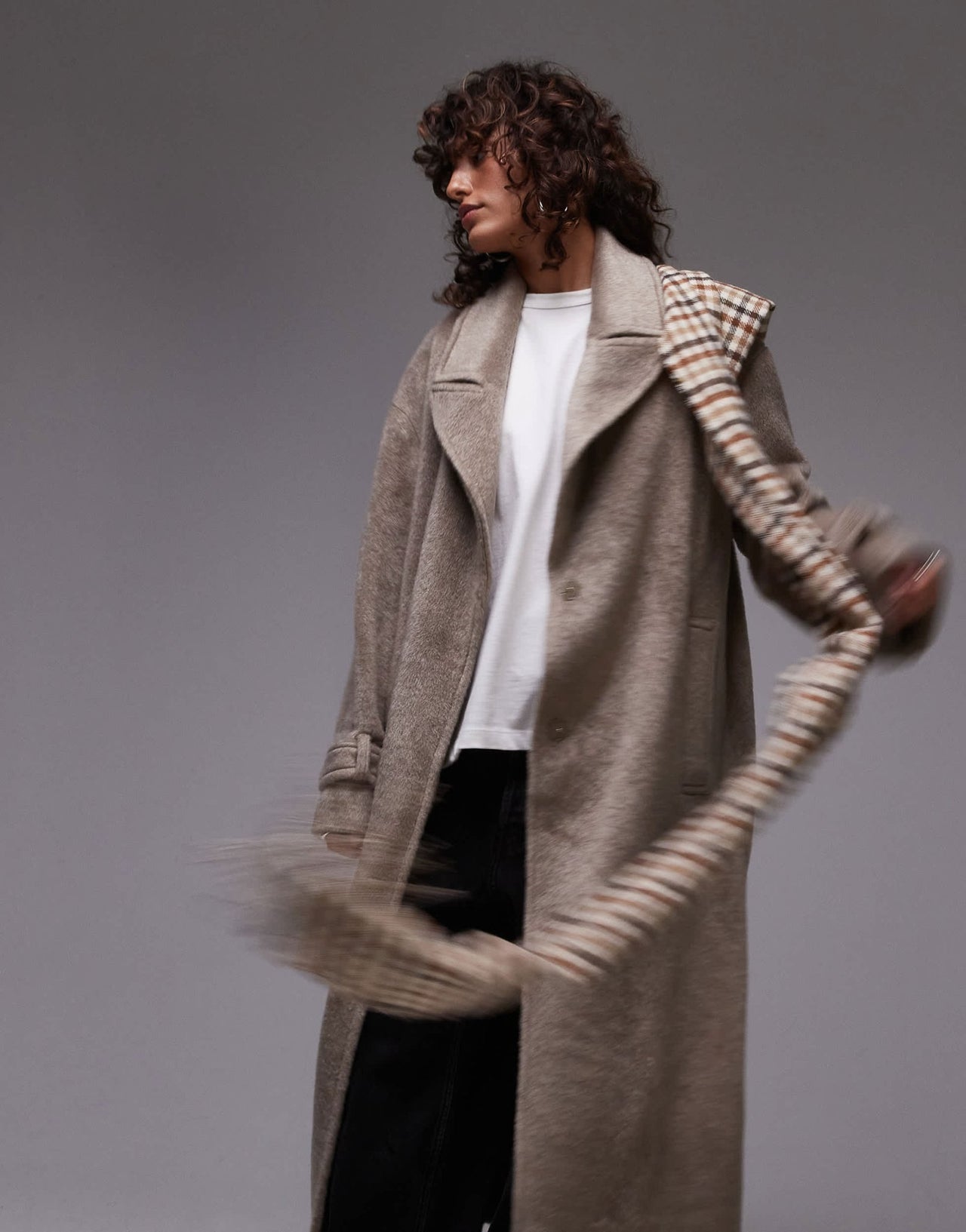 Topshop chuck on coat in taupe - ASOS Sample Sale