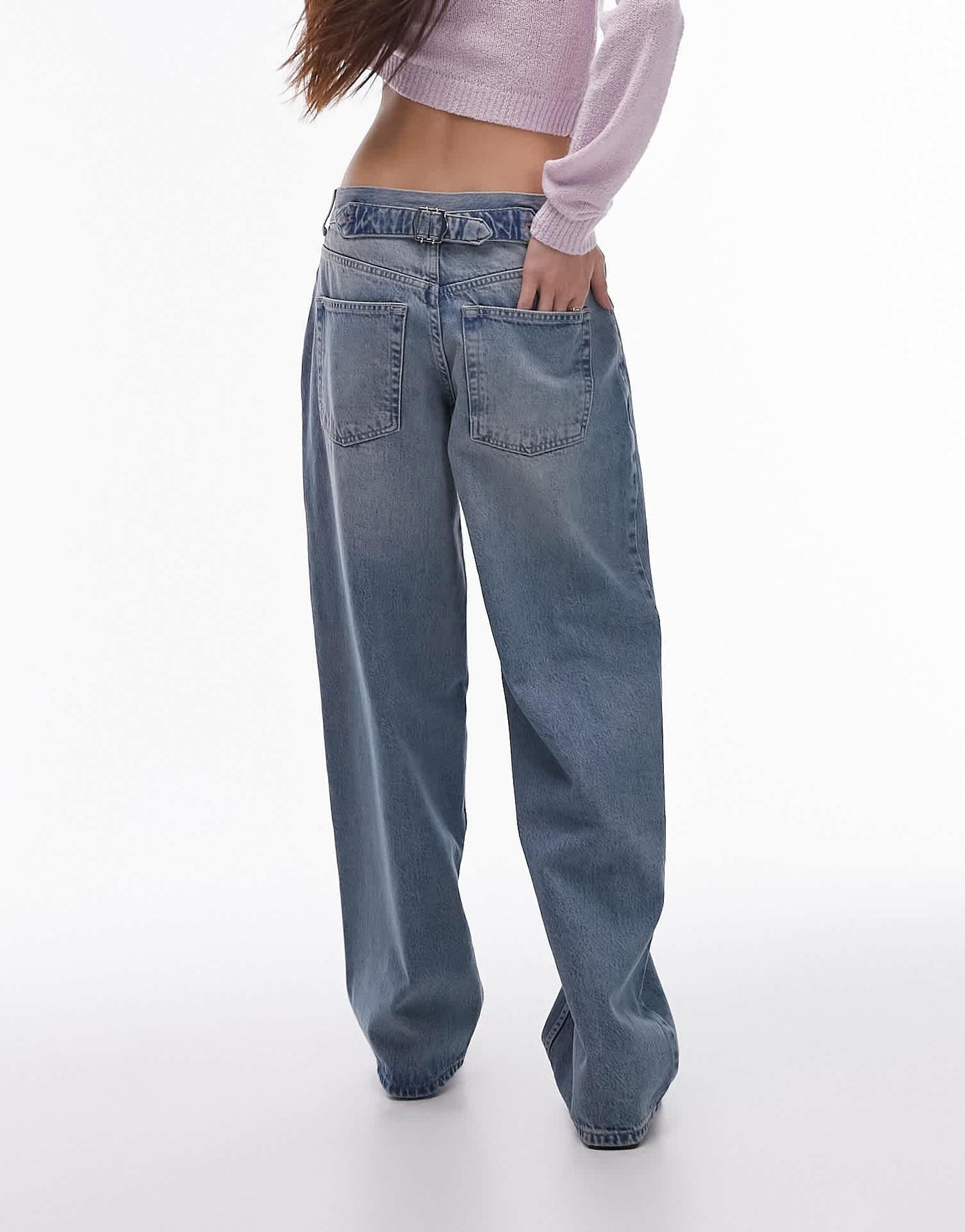 Topshop Cinch low rise relaxed jean in vintage bleach - ASOS Sample Sale