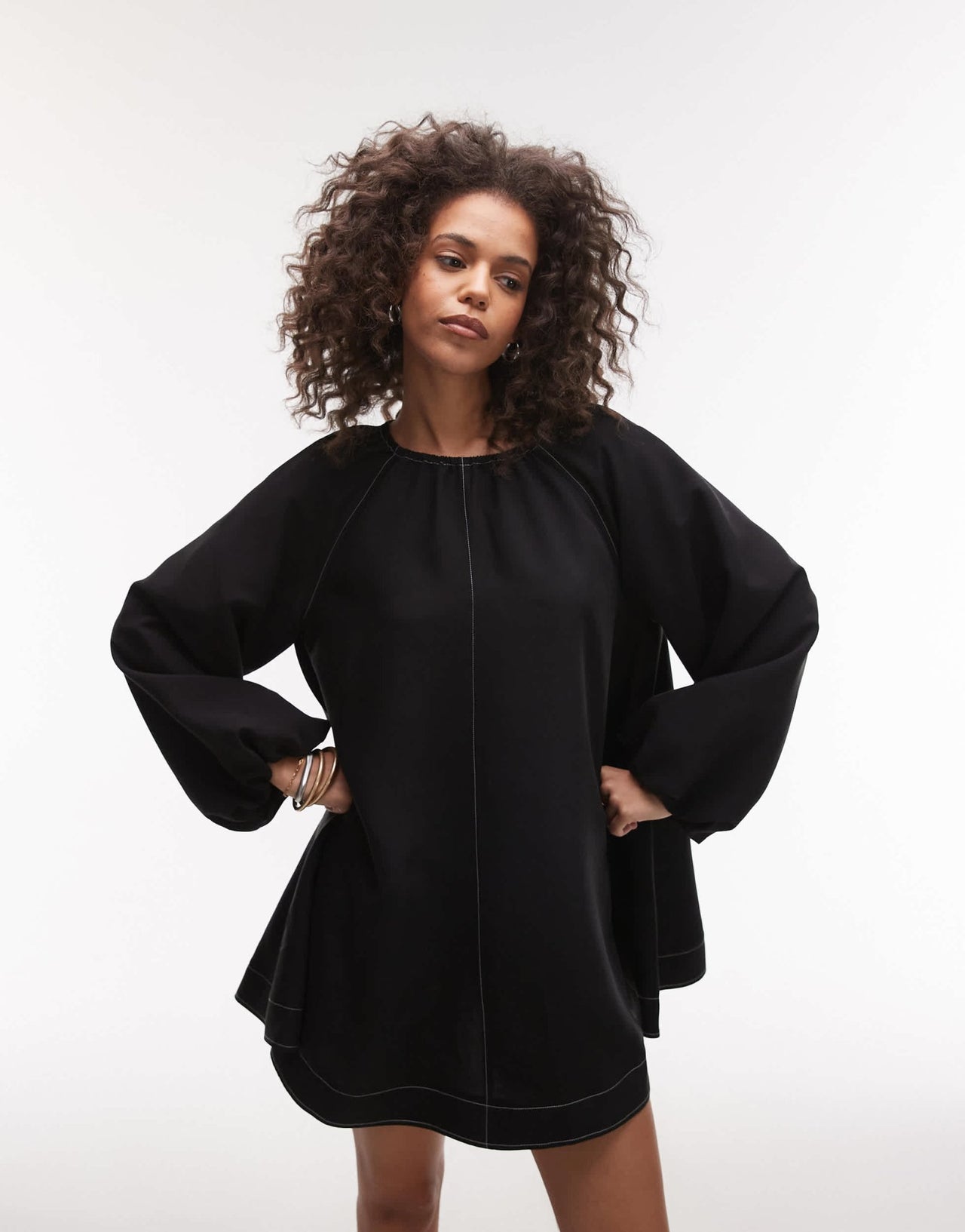 Topshop clean trapeze mini dress in black - ASOS Sample Sale