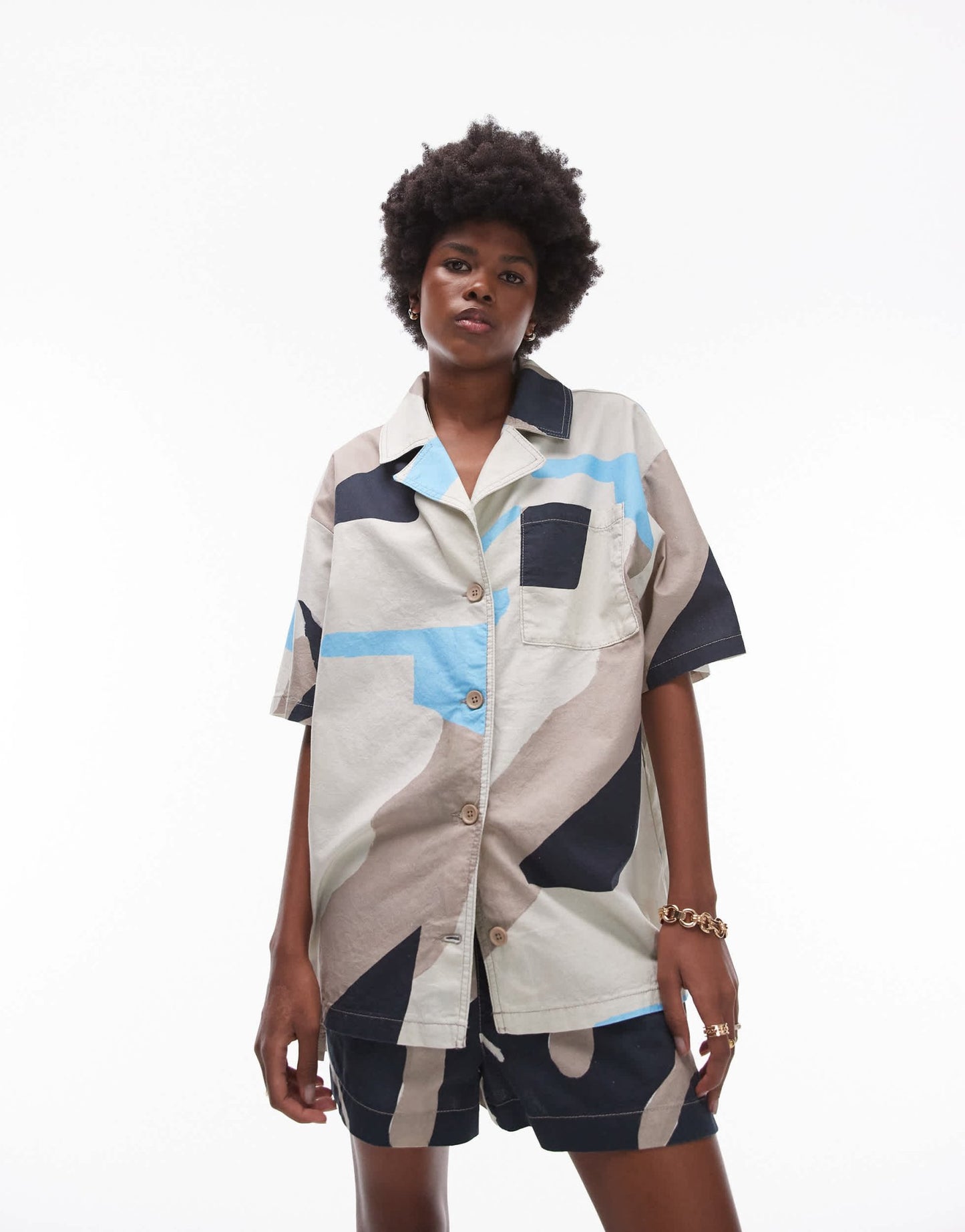 Topshop co - ord abstract printed pull on short in multi - ASOS Sample Sale