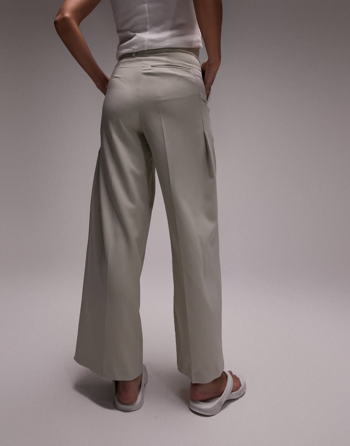 Topshop co-ord asymmetric wide leg trouser in stone - ASOS Sample Sale