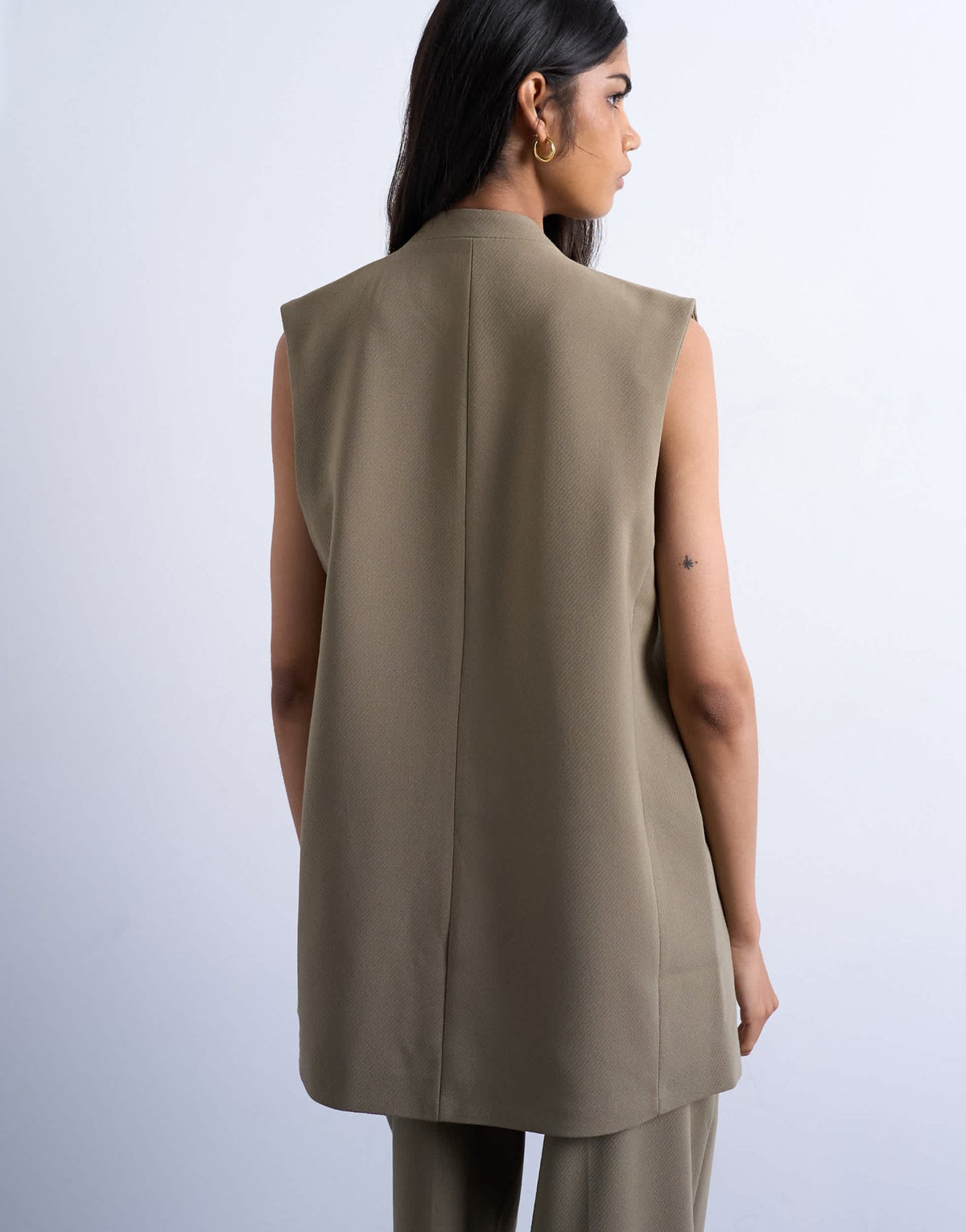 Topshop co ord chuck on sleeveless blazer in mushroom - ASOS Sample Sale