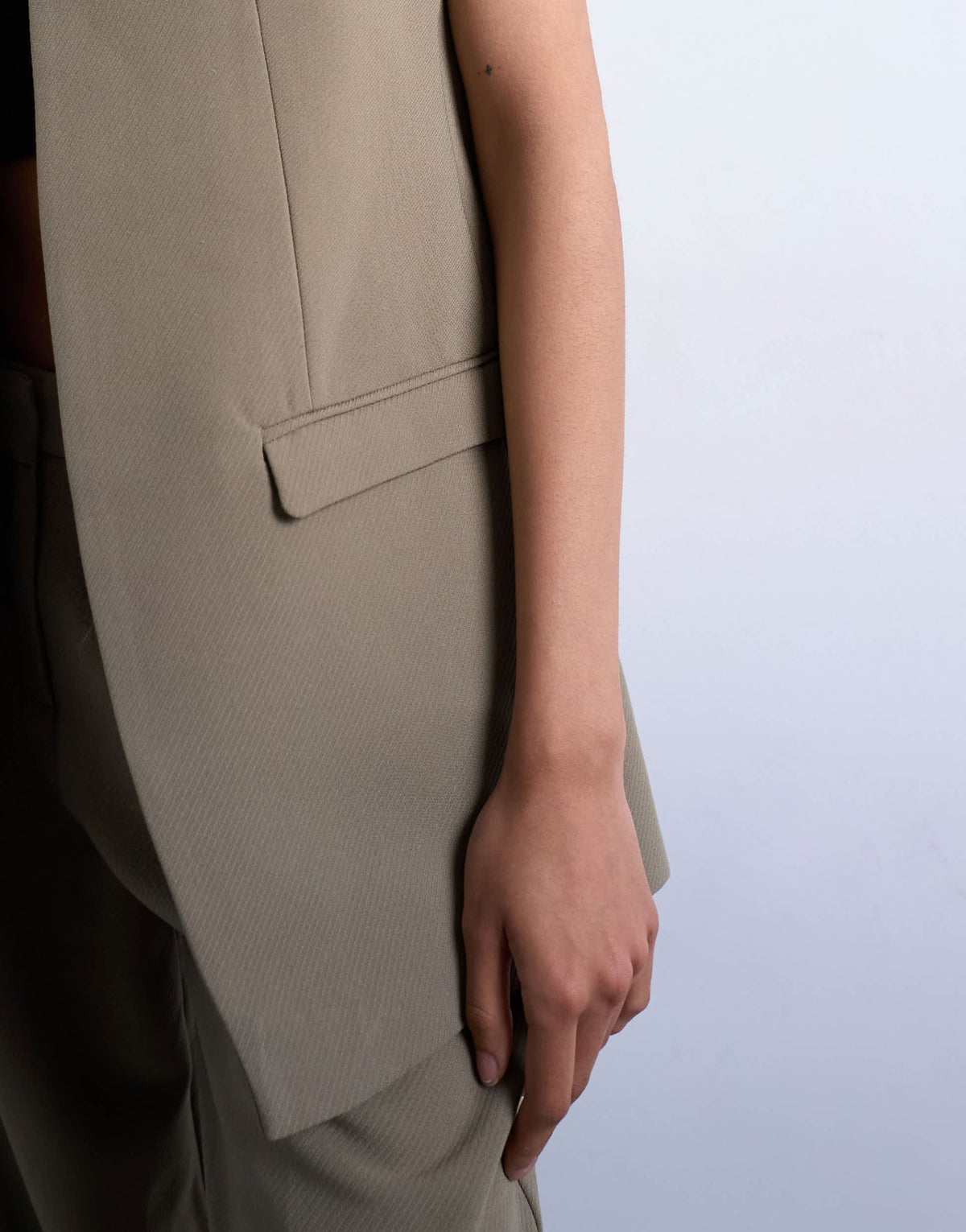 Topshop co ord chuck on sleeveless blazer in mushroom - ASOS Sample Sale