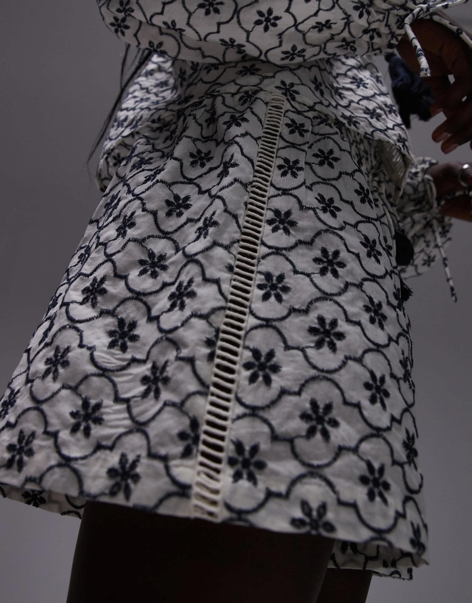 Topshop co - ord embroidered beach shorts in white - ASOS Sample Sale