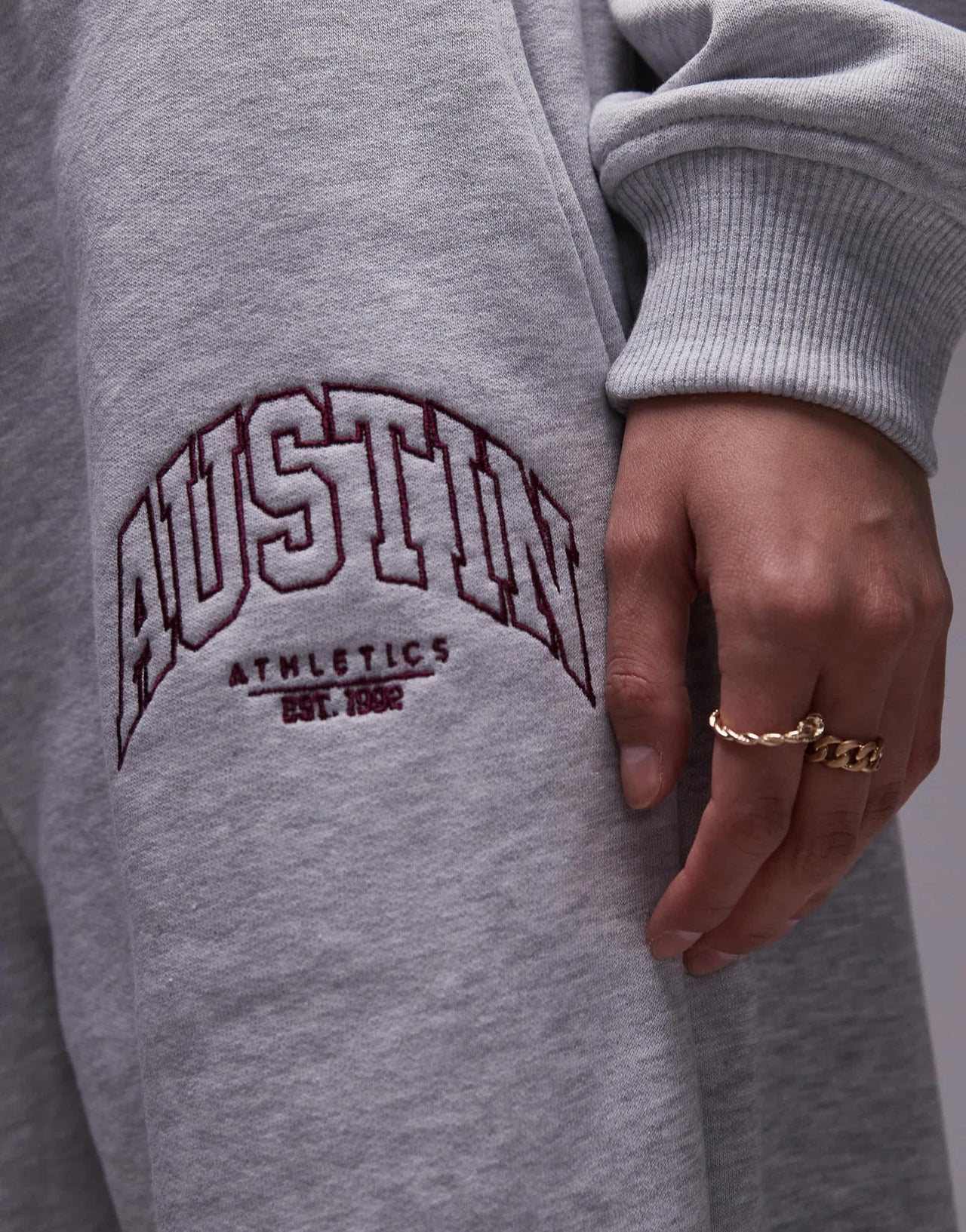 Topshop co ord graphic Austin cuffed jogger in grey - ASOS Sample Sale